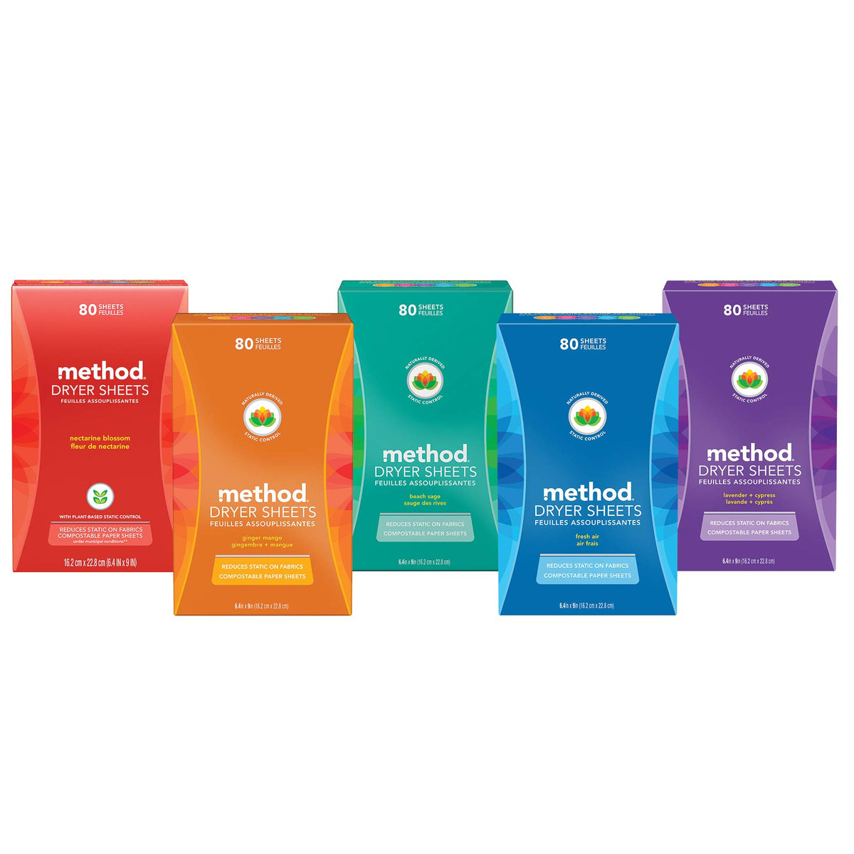 Method Dryer Sheets, Fresh Air, 80 Sheets, 2 pack, Packaging May Vary