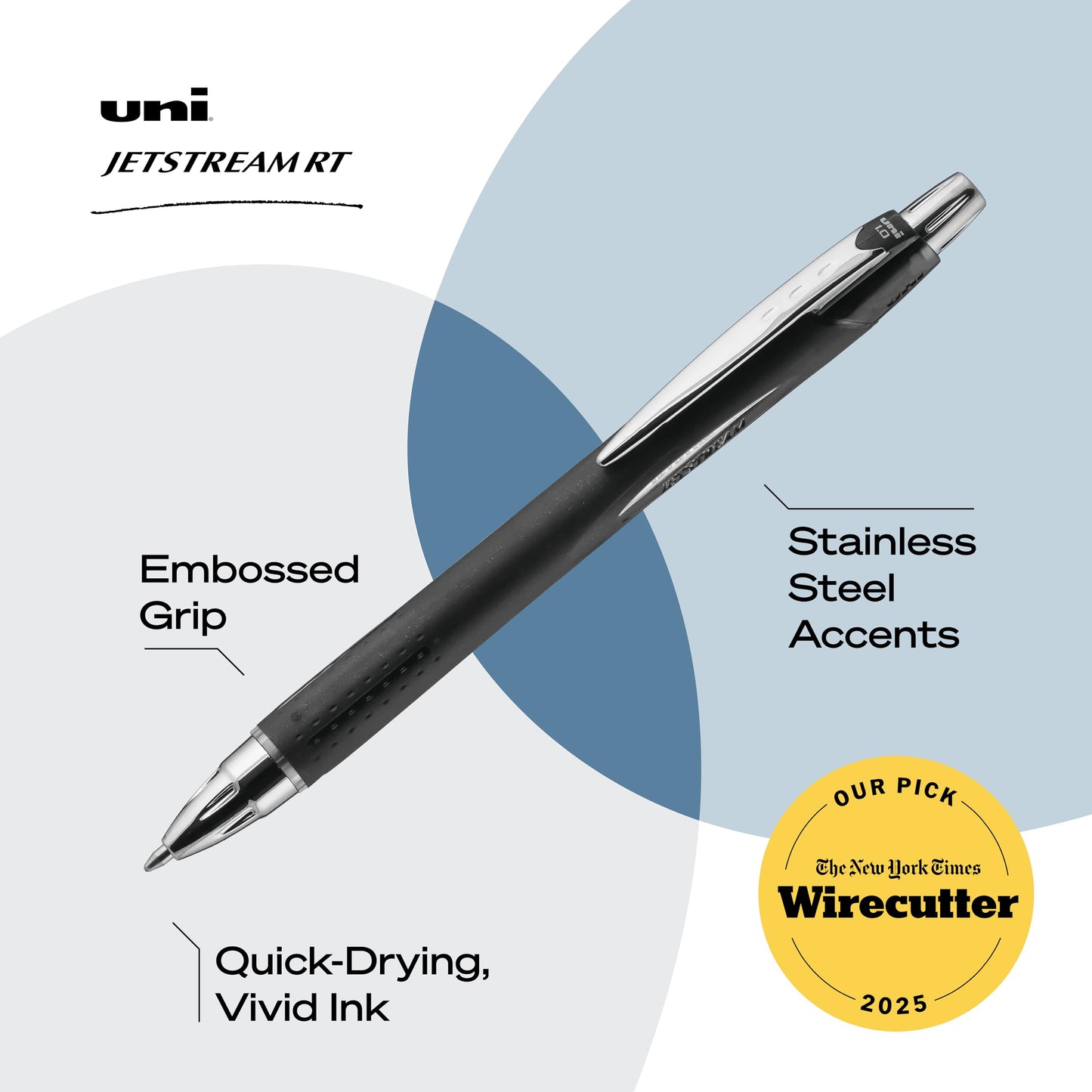 uni-ball Jetstream RT Retractable Ballpoint Pens Medium Point, 1mm, Black, 12 Pack