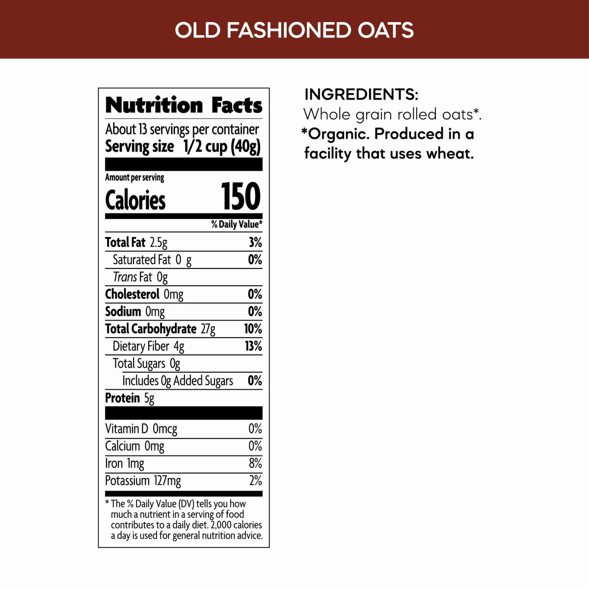 Nature's Path Organic Old Fashioned Oats Instant Oatmeal, 18 oz (Pack of 1), Non-GMO
