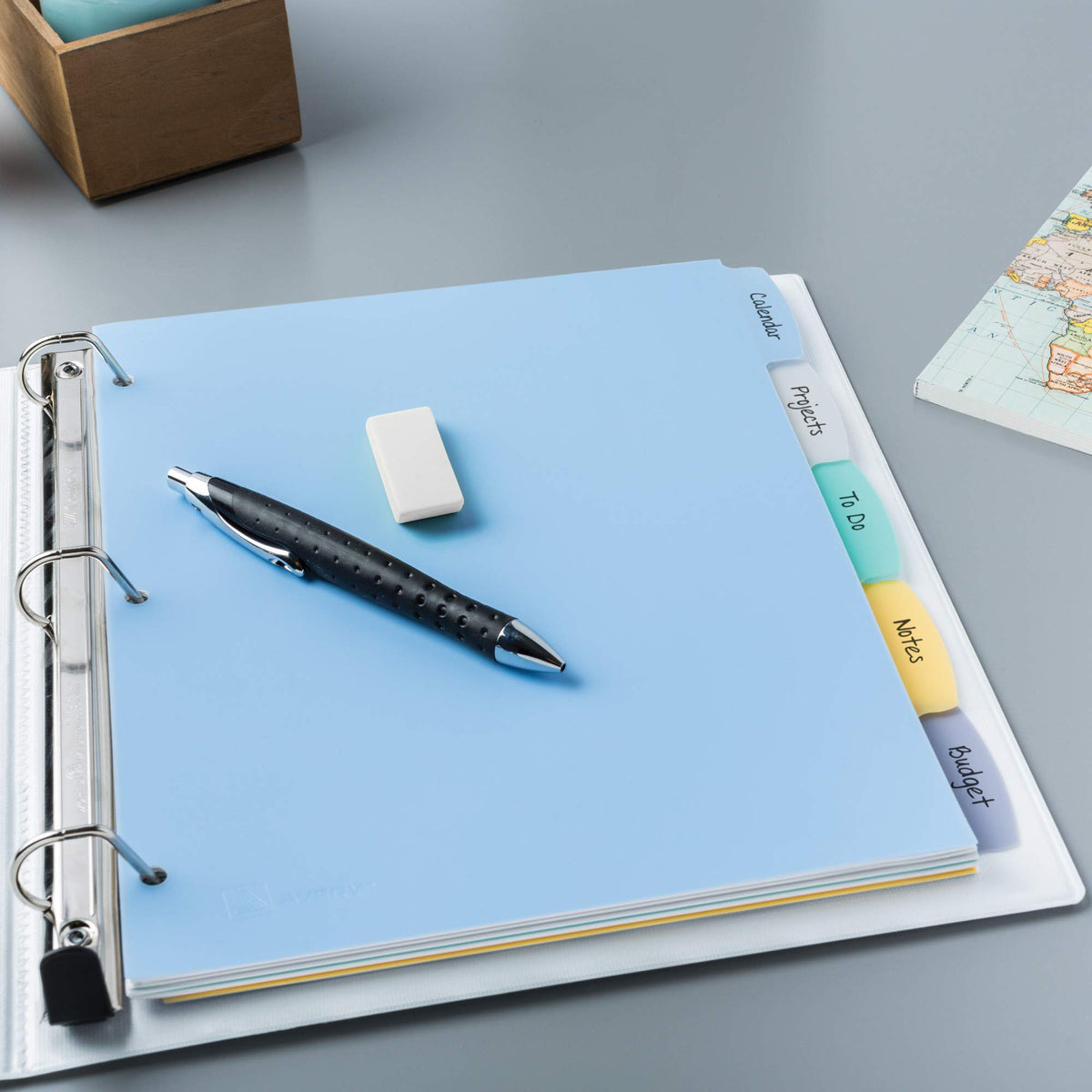 Avery Big Tab Write & Erase Durable Plastic Dividers for 3 Ring Binders, 5-Tab Set, Pastel Multicolor, 1 Set (16170)
