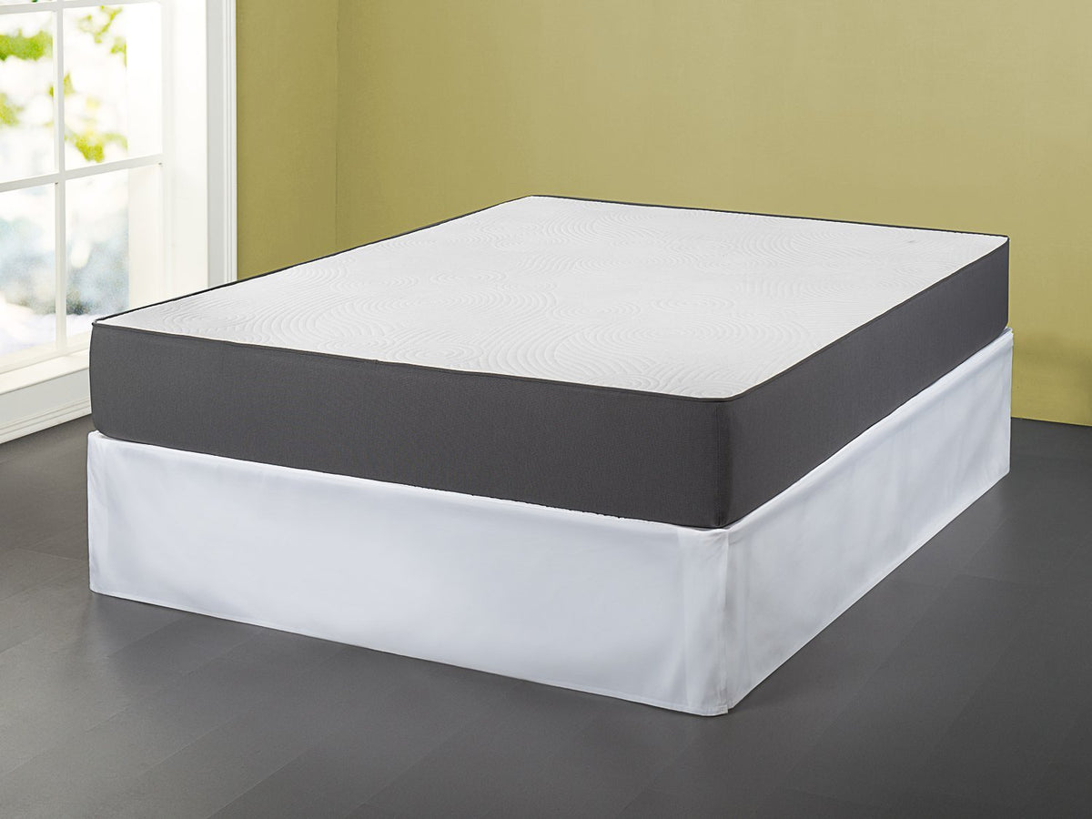 ZINUS Bed Skirt 14 Inch Drop, for Use with SmartBase, Easy On & Off Design, Twin, White