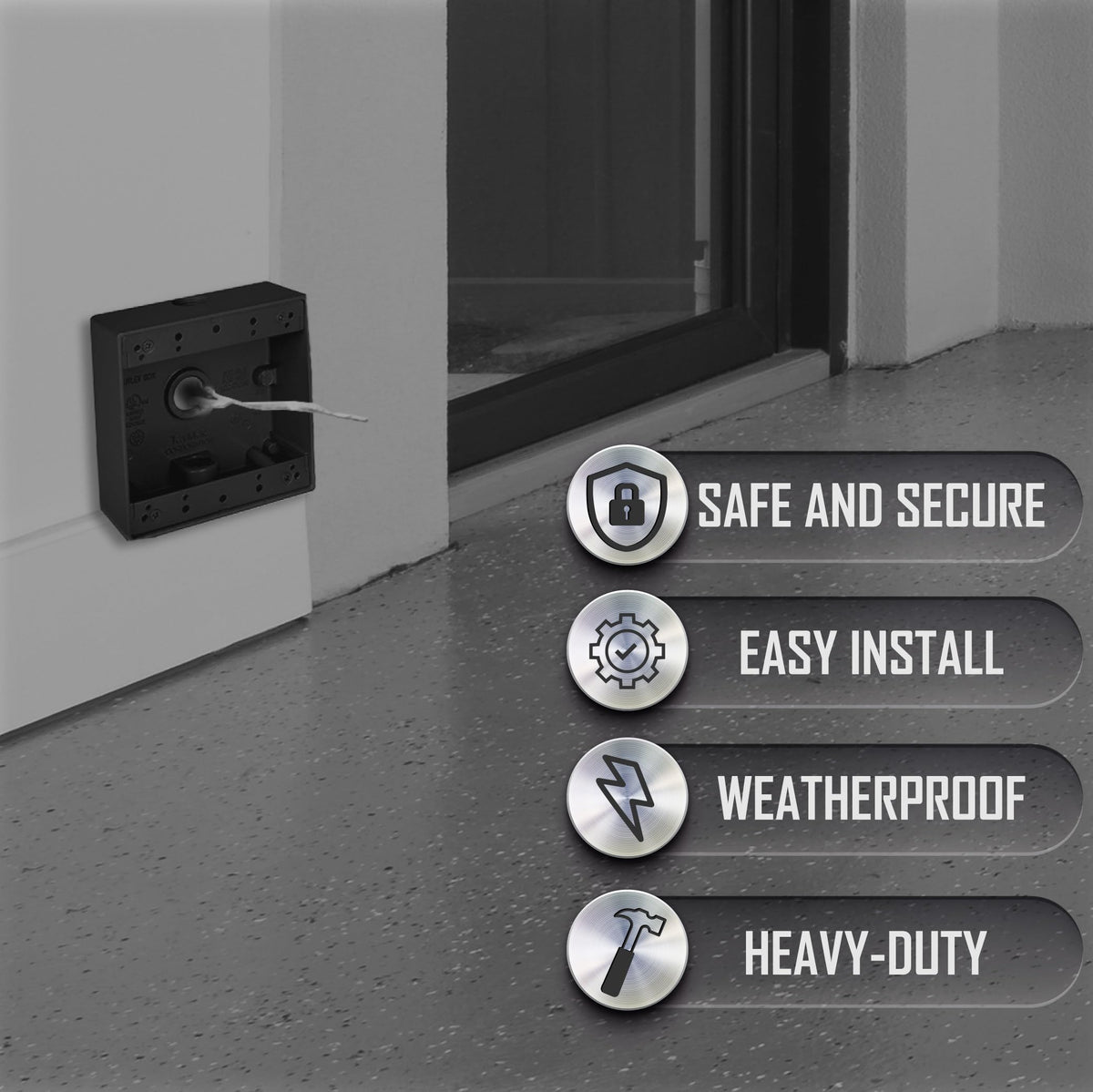 2-Gang Weatherproof Box, Three 1/2 in. Outlets, Bronze