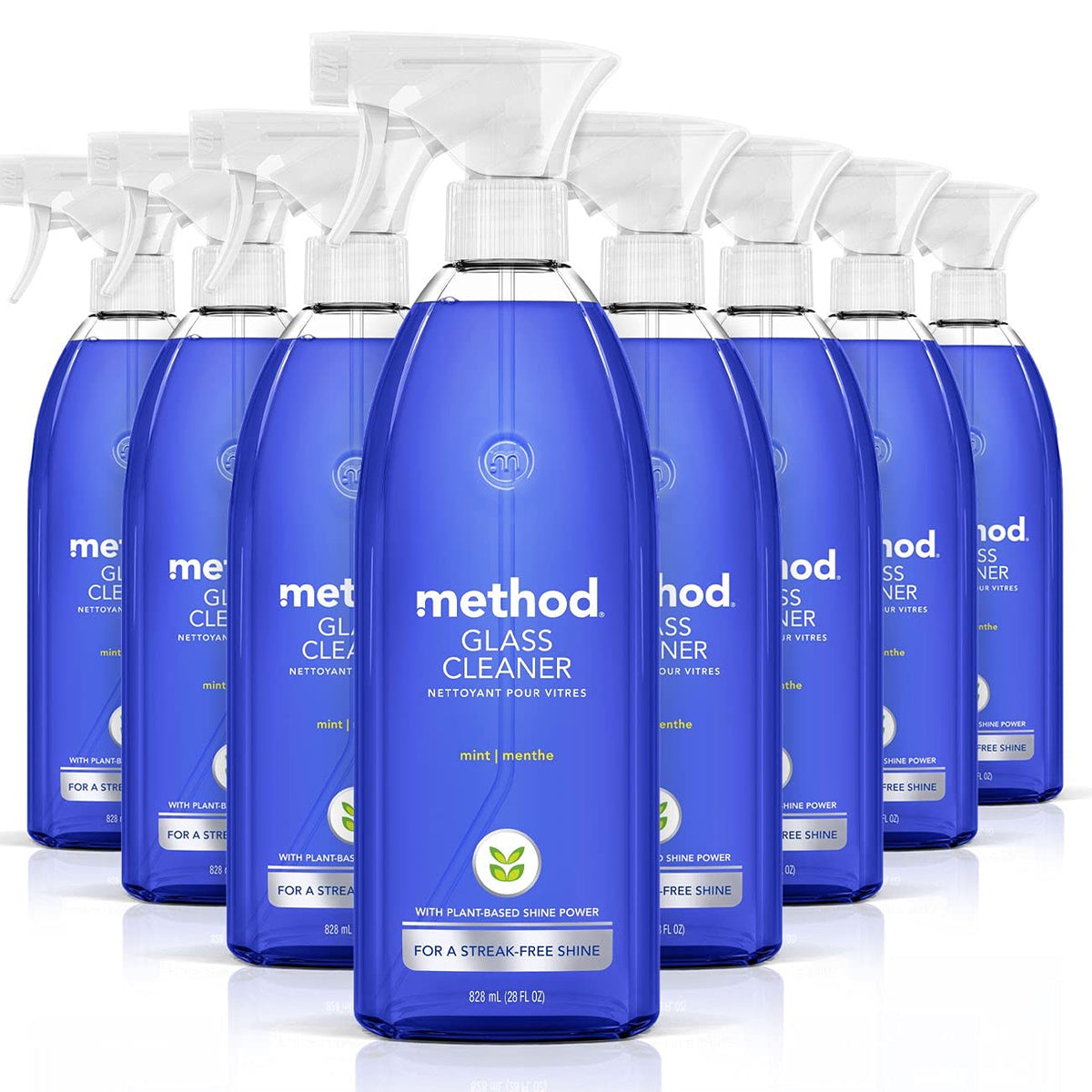 Method Glass Cleaner Spray, Mint, Ammonia Free & Plant-Based Solution, Mirror & Window Cleaner - Great for Indoor & Outdoor Glass Surfaces, 28 oz Spray Bottles (Pack of 8)
