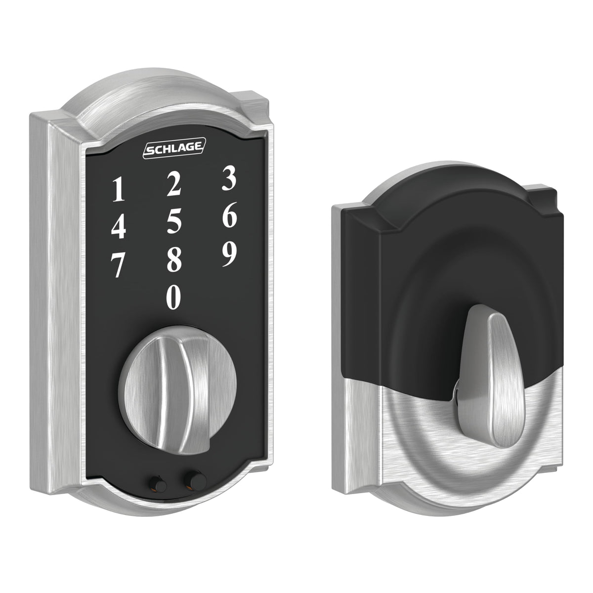 SCHLAGE BE375 CAM 626 Touch Keyless Touchscreen Electronic Deadbolt Lock, Satin Chrome