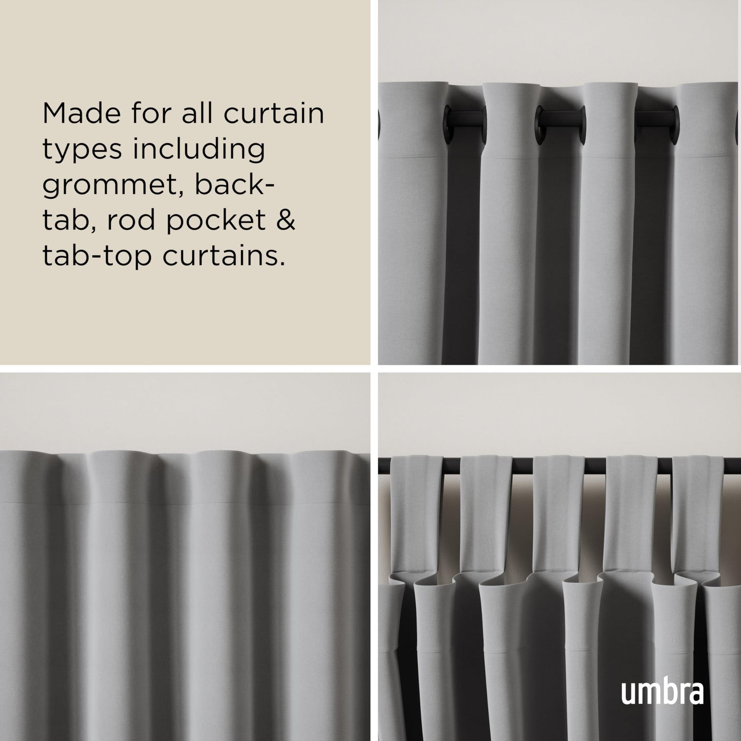 Umbra 1014401-111 Cappa Double Curtain Rod - Modern Telescopic Curtain Rod 66-120