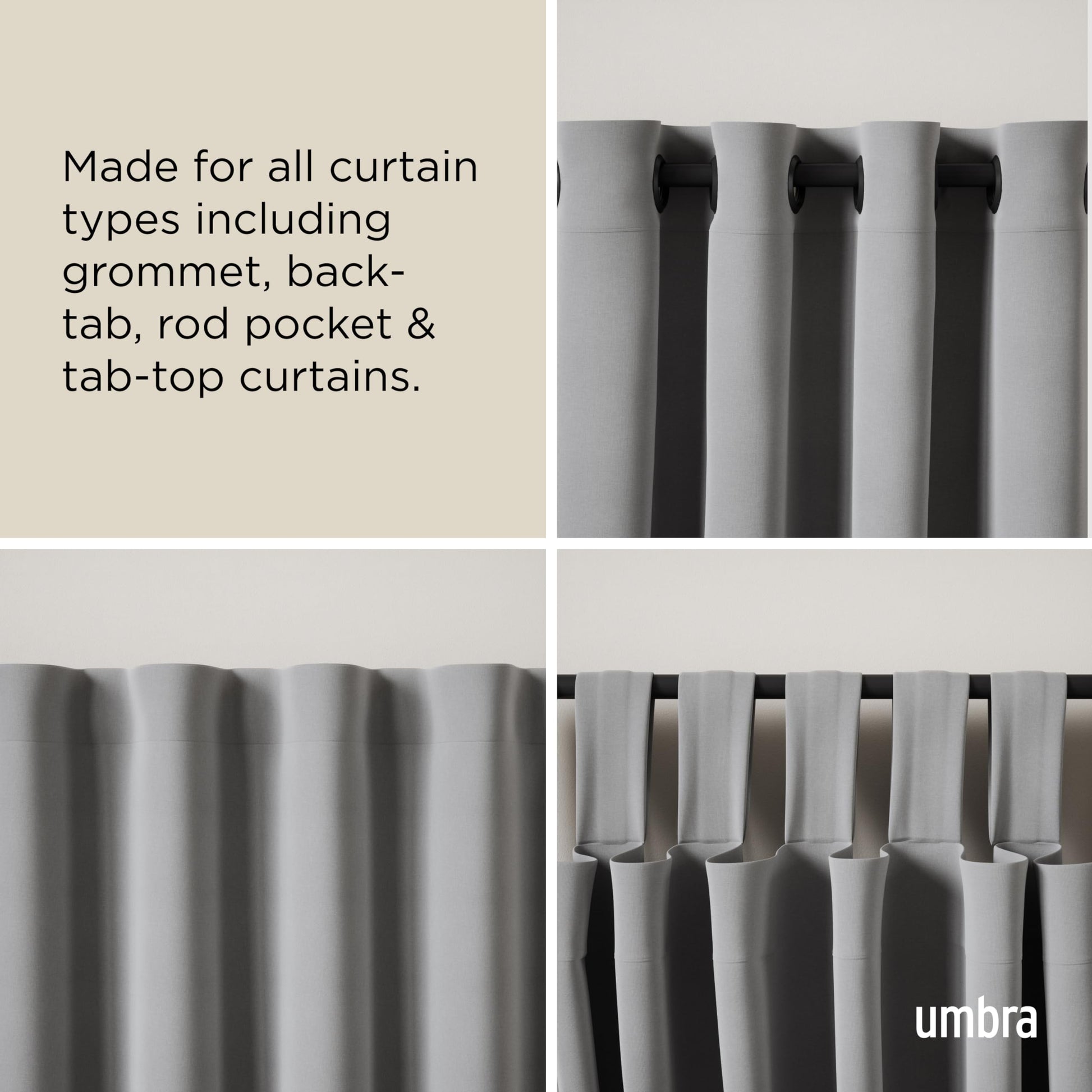 Umbra 1014401-111 Cappa Double Curtain Rod - Modern Telescopic Curtain Rod 66-120