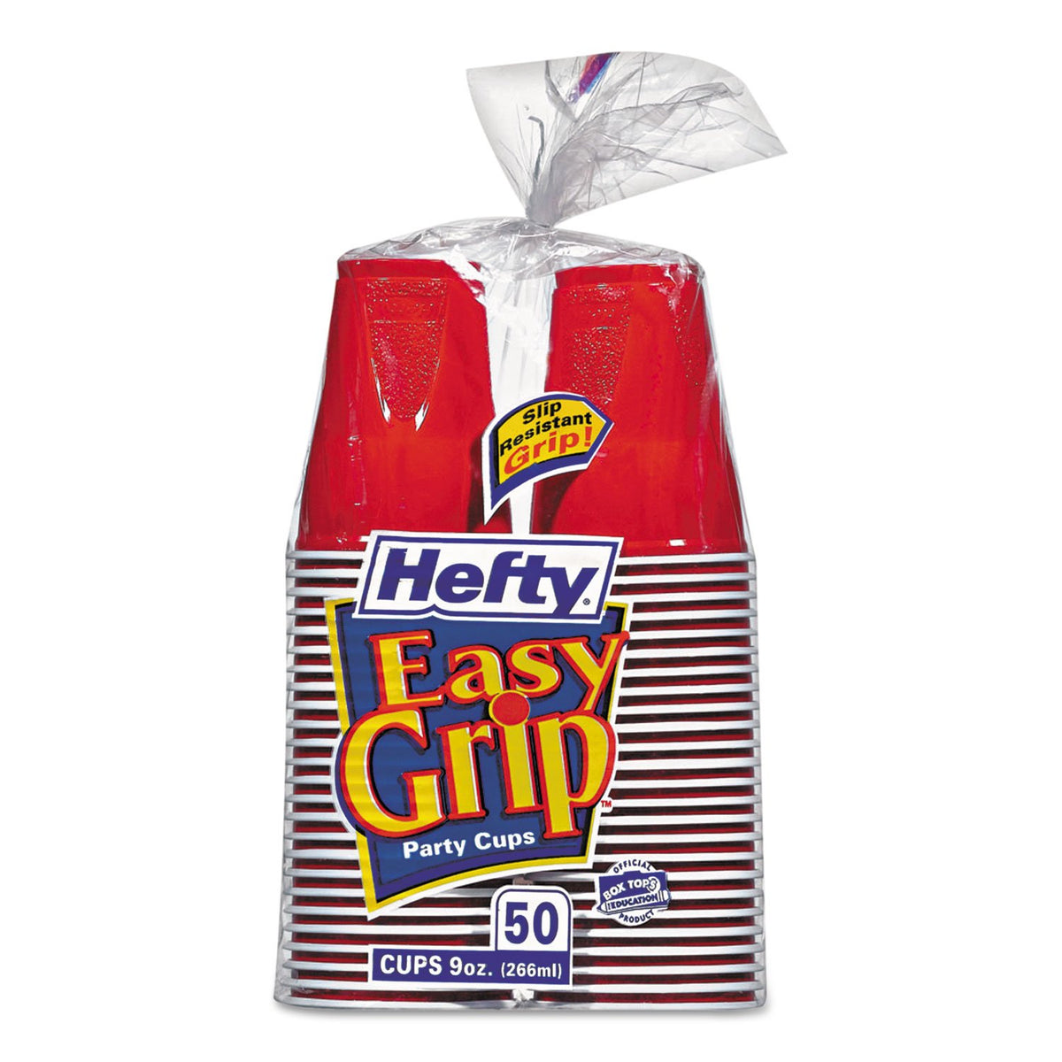 Hefty Easy Grip Plastic Party Cups (Red, 9 Ounce) 50 Count (Pack of 1)