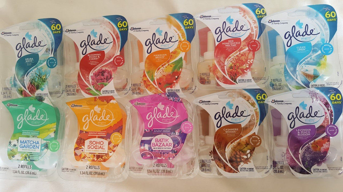 12 Glade Batik Bazaar Wild Rose & Safron Scented Oil Plugins Refills No Outer Package