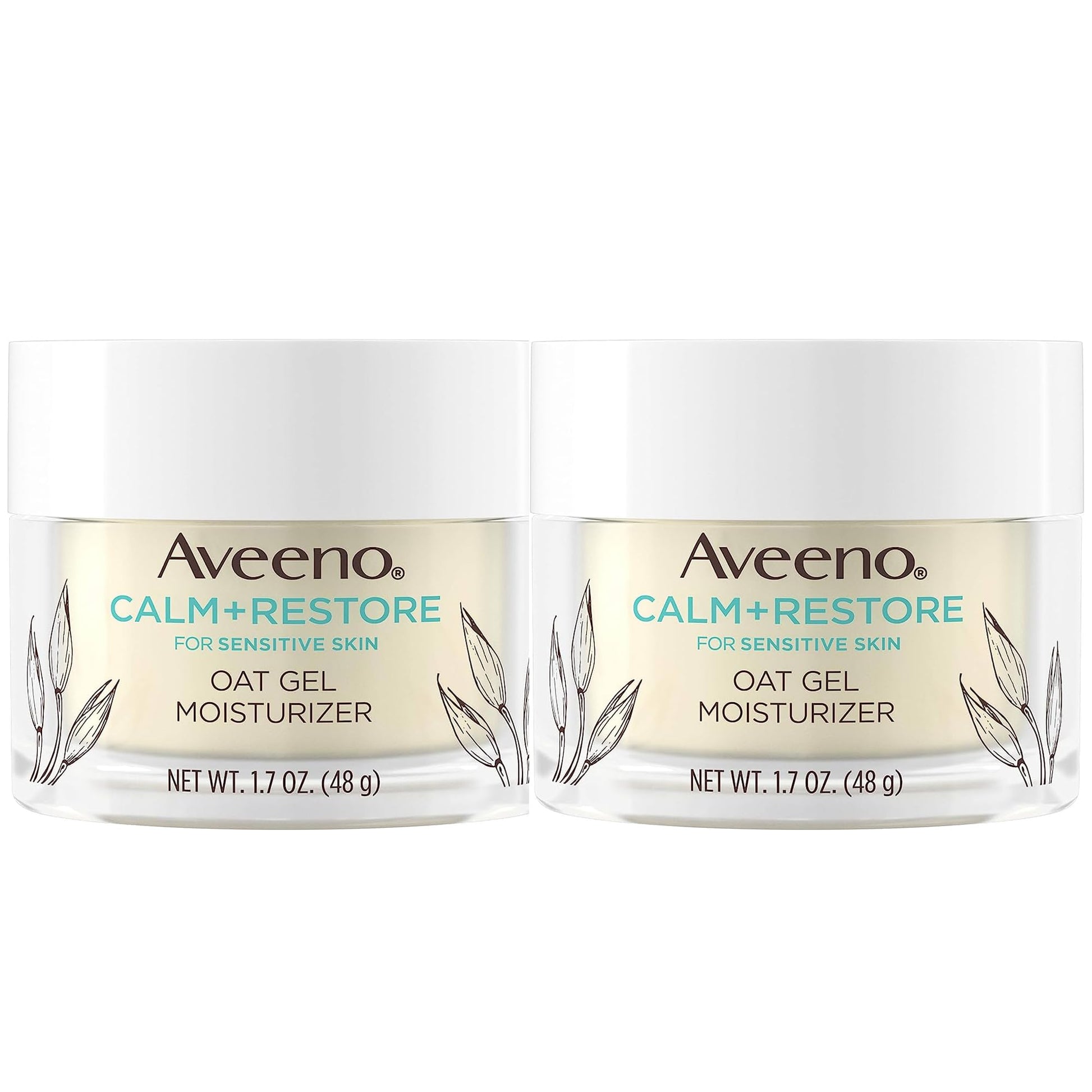 Aveeno Calm + Restore Triple Oat Hydrating Face Serum for Sensitive Skin Gentle and Lightweight Facial Serum to Smooth and Fortify Skin Hypoallergenic, Fragrance & Paraben-Free,1.7 fl. Oz (Pack of 2)