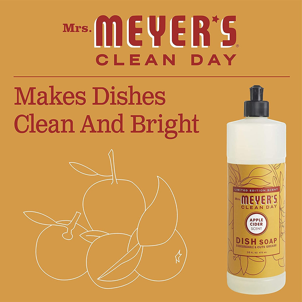 Mrs. MEYER'S Liquid Dish Soap Apple Cider 16 OZ (Pack - 1)