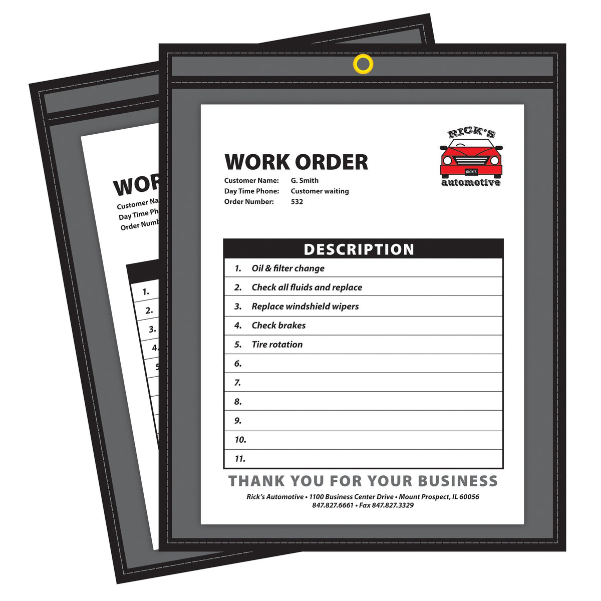 C-Line Shop Ticket Holders, Stitched, One Side Clear, 8-1/2" x 11", Box of 25 (45911)
