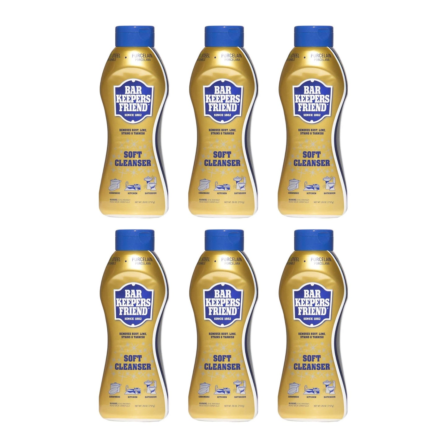LAIBY Bar Keeper Freind Soft Cleanser 26 oz (Pack of 6), Multi-Purpose Cleaner & Rust Stain Remover