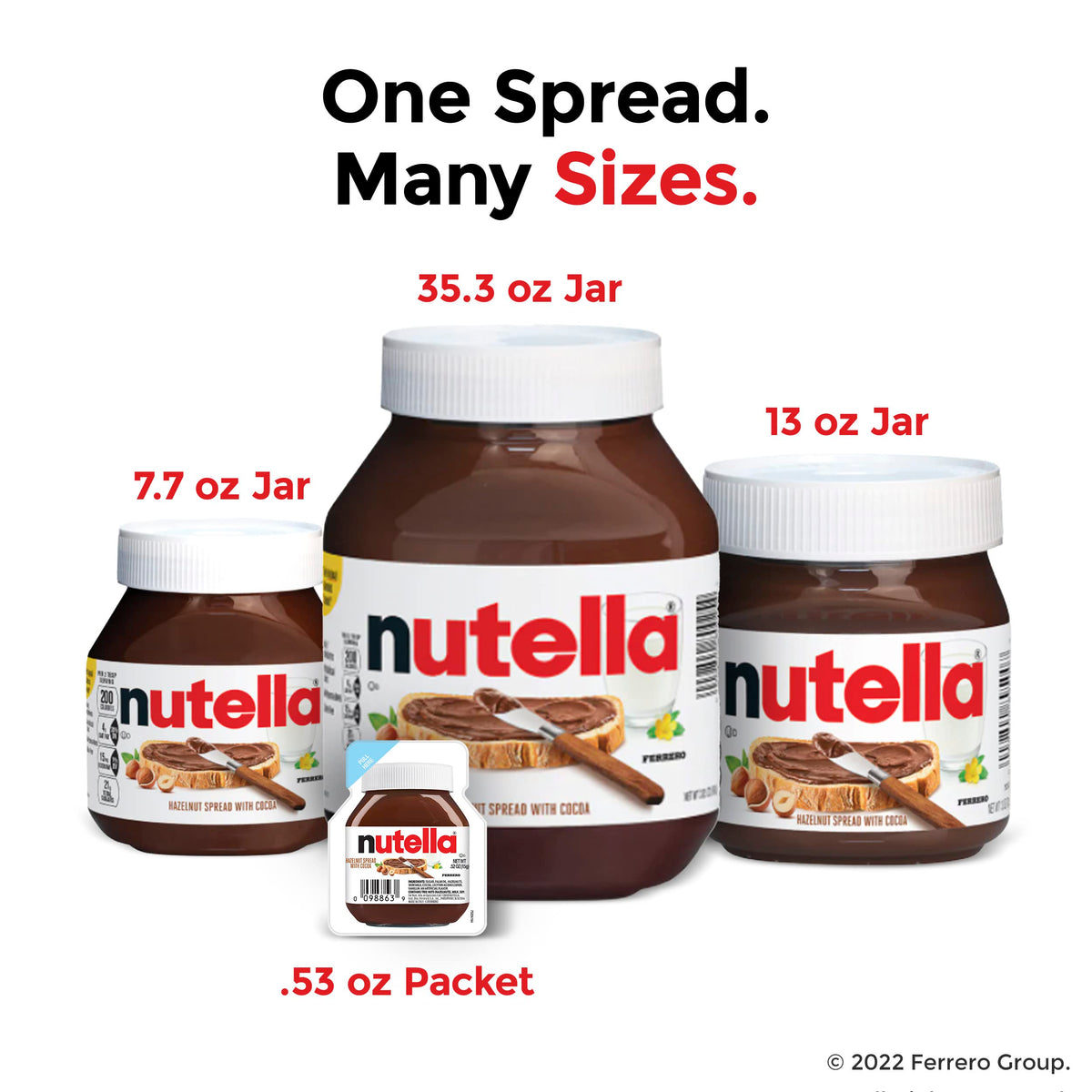 Nutella Hazelnut Spread with Cocoa for Breakfast, Bulk 120 Pack Mini Cups, 0.52 oz Each, Holiday Baking and Desserts