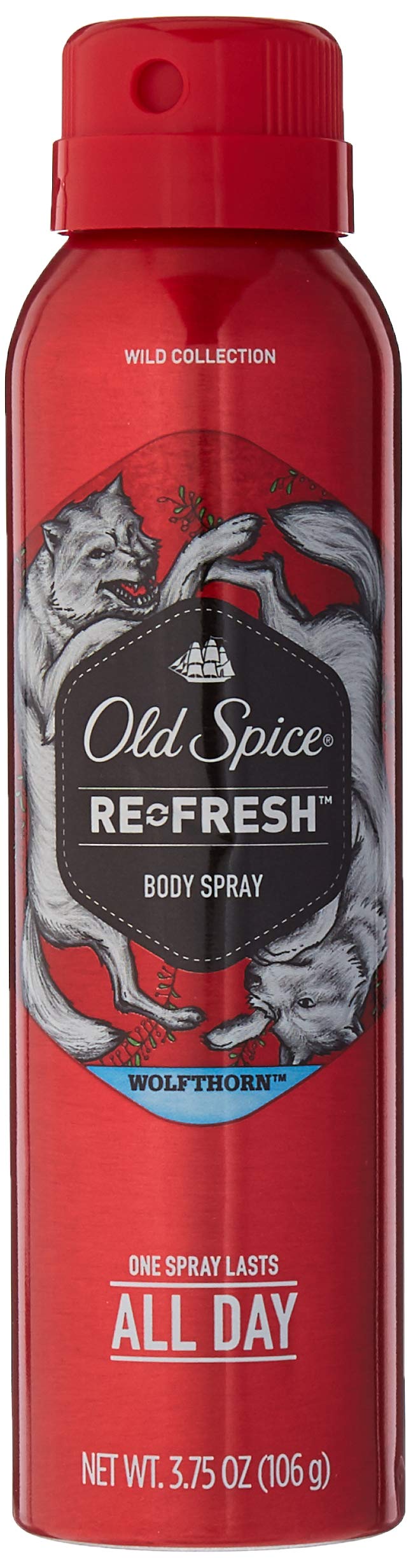 Old Spice Wild Collection Re-Fresh Deodorant Body Spray, Wolfthorn 3.75 oz (Pack of 2)