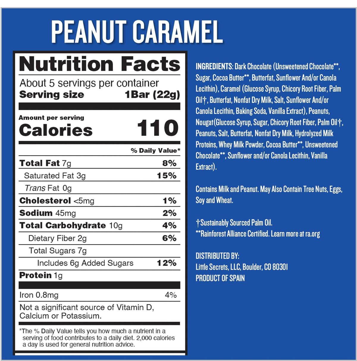 Little Secrets Dark Chocolate Nougat Bars | 30 Snack Bars | Made in Europe | Nothing Artificial & No Sugar Alcohols | Sustainable Cocoa | 3.9 Ounce (Pack of 1))
