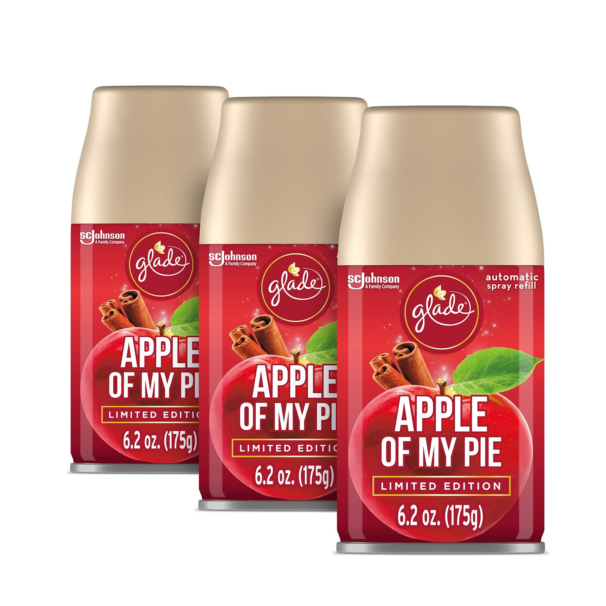 Glade Automatic Spray Refill, Air Freshener for Home and Bathroom, Apple of My Pie, 6.2 Oz, 3 Count