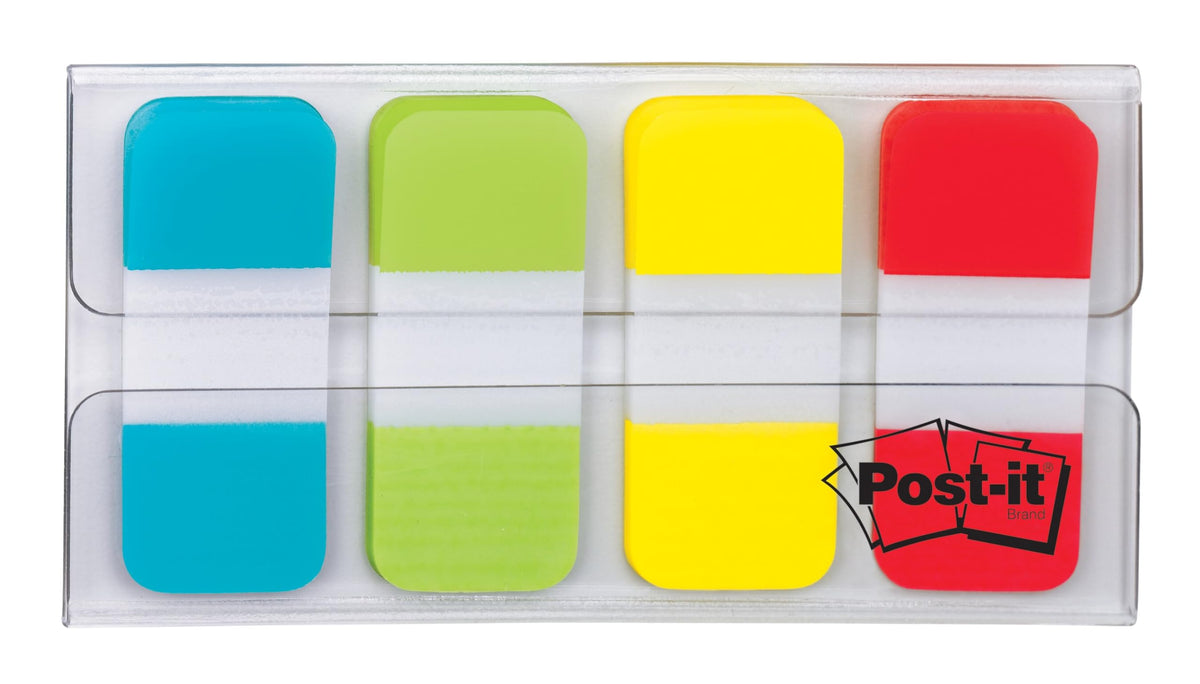 Post-it Tabs, .625 in Solid, Aqua, Lime, Yellow, Red, 10/Color, 40/Dispenser (676-ALYR)