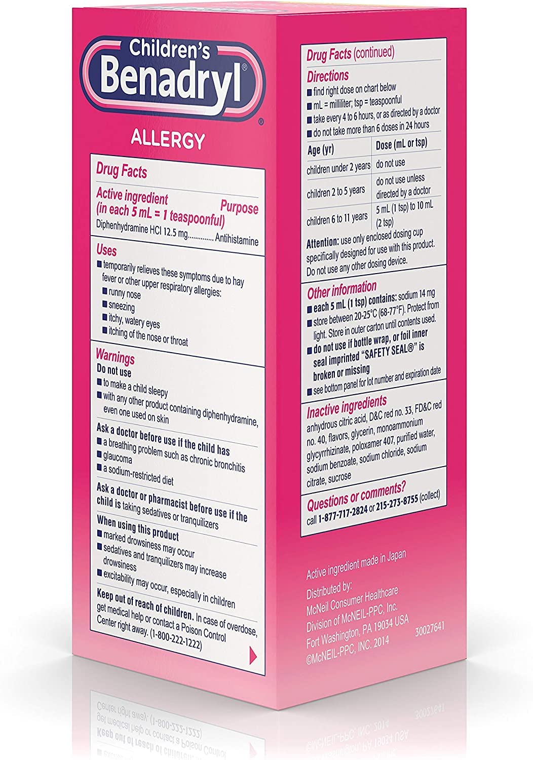 Children's Benadryl Allergy Liquid Cherry 8 oz