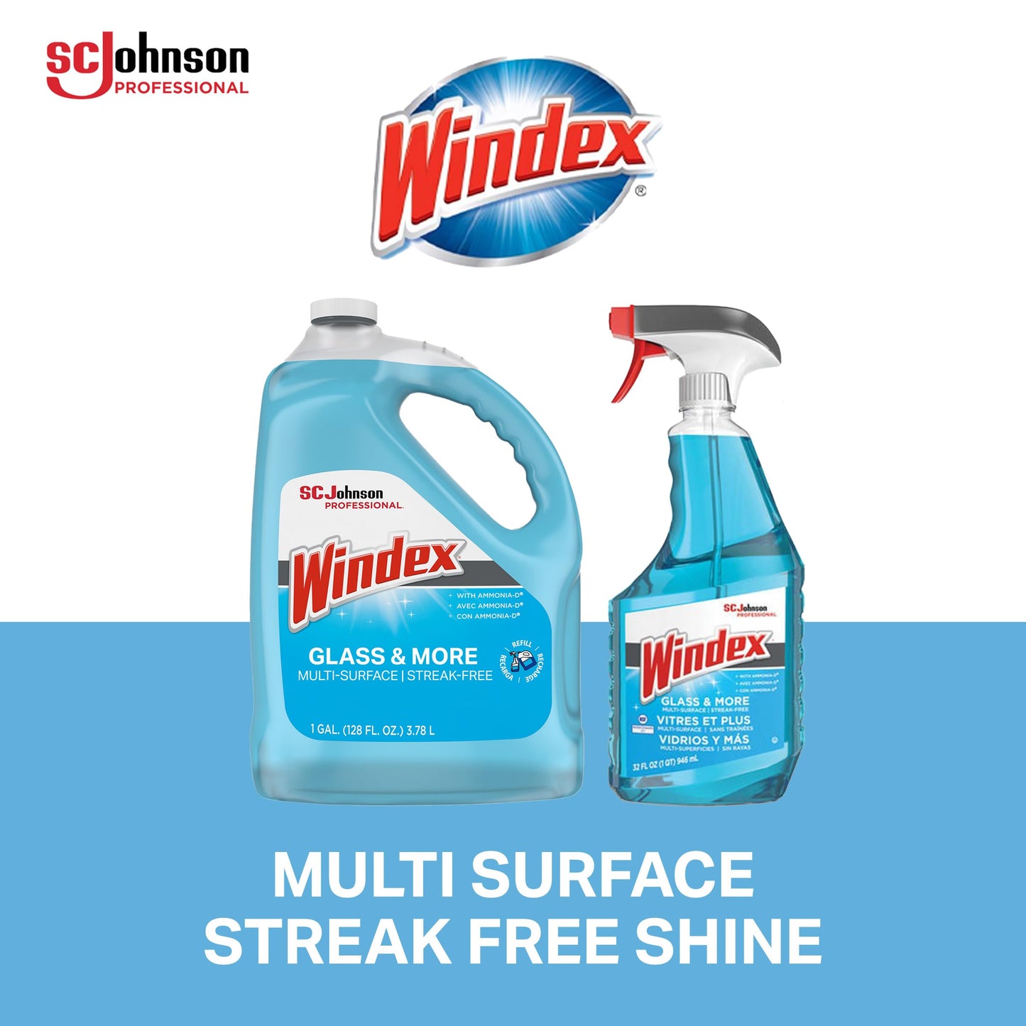 Windex Glass & Multi-Surface Cleaner, 128 Oz Bottle, Case Of 4