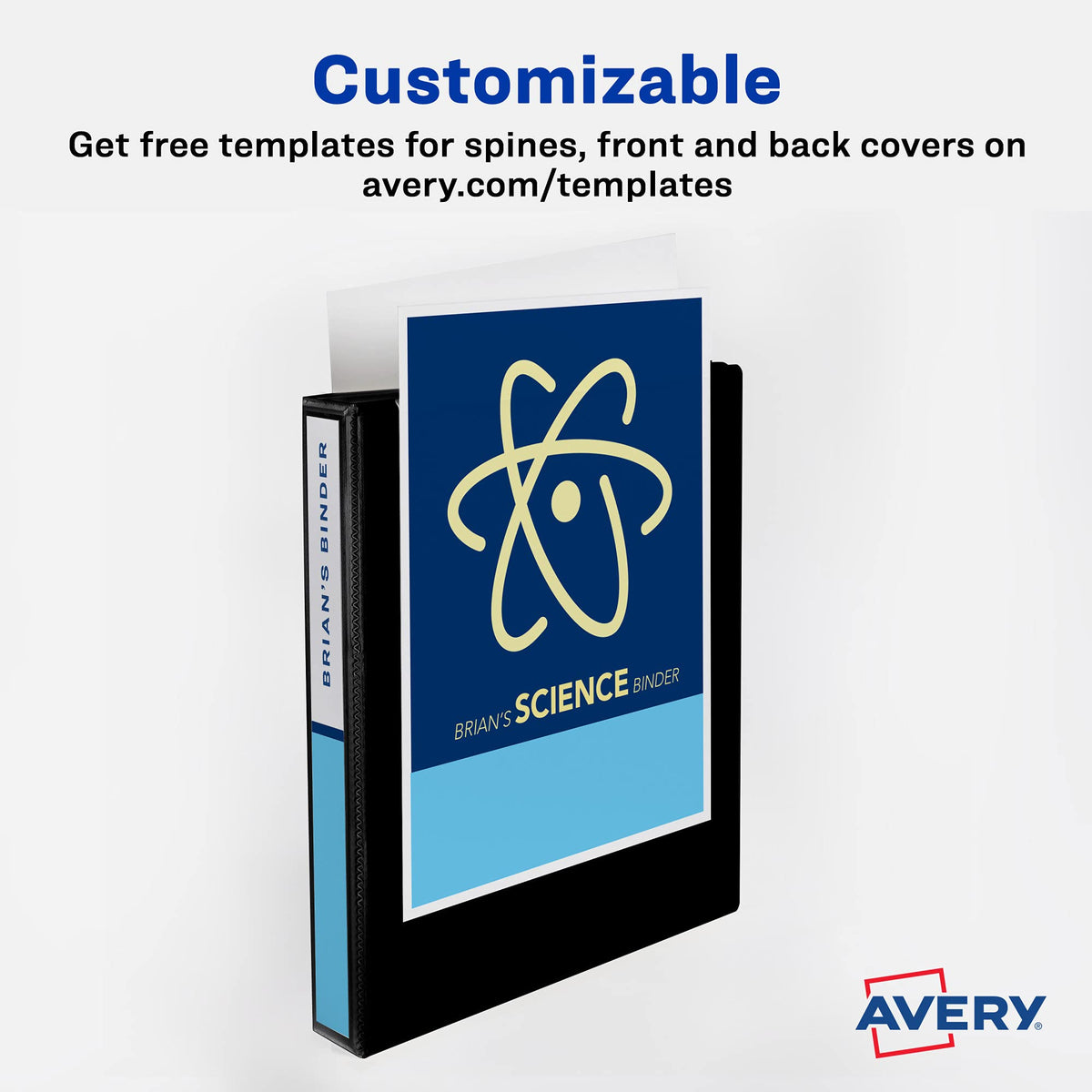Avery Durable Clear View 3 Ring Binders, 2 Inch EZD Rings, 1 White Binder (09501)