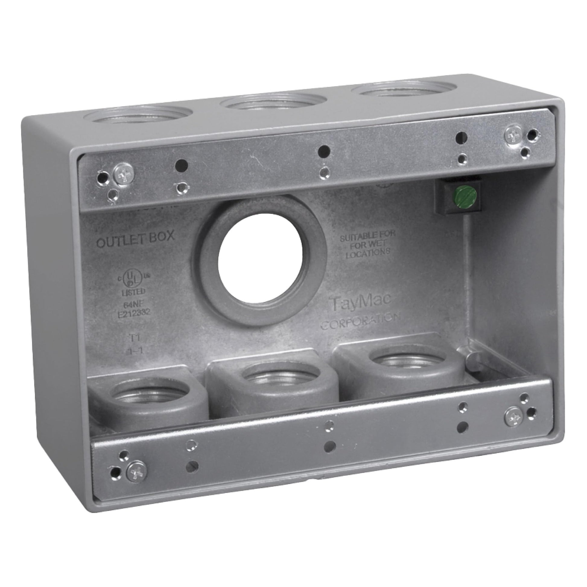 TayMac TB7100S Electrical Box 3-Gang Die Cast, Aluminum 1-Inch Thread, Gray