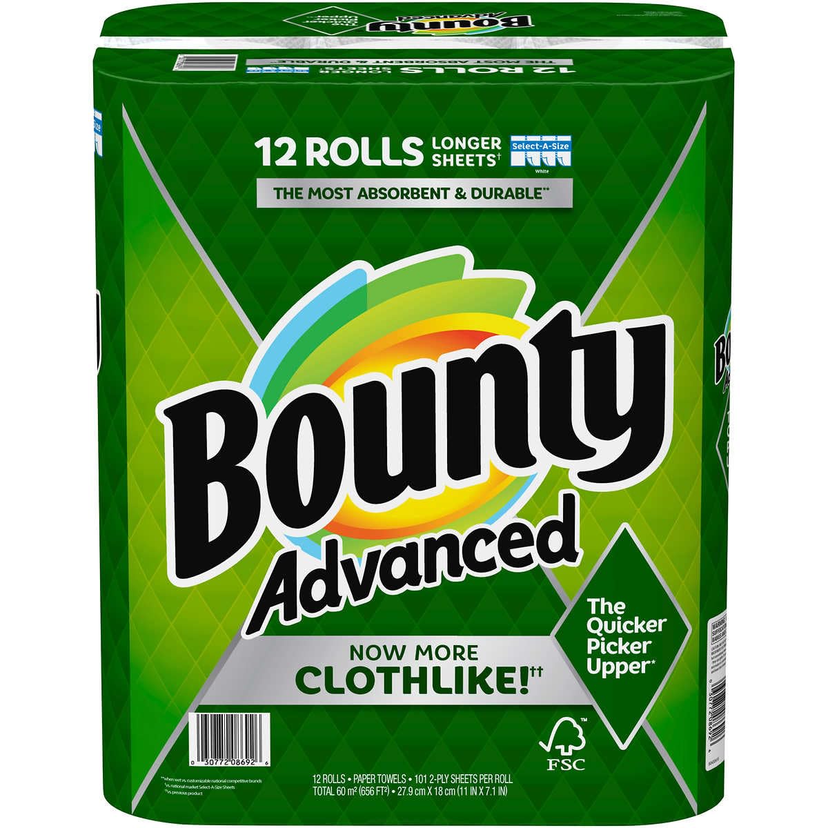 Bounty Advanced Paper Towels Select-A-Size 12 Rolls