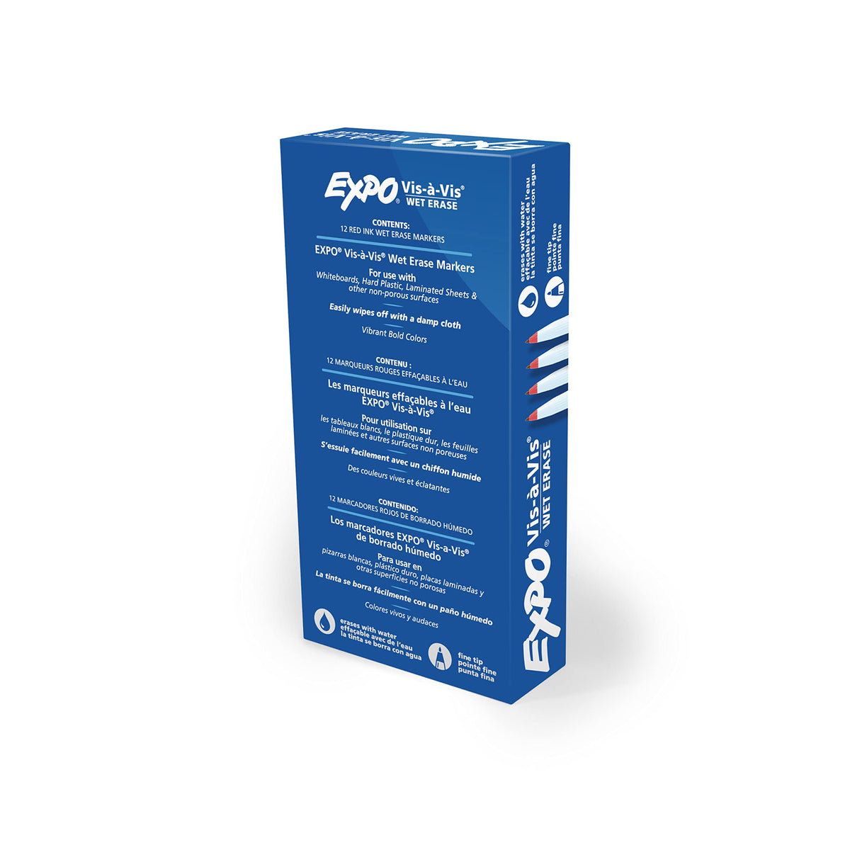 EXPO Vis-A-Vis Wet-Erase Overhead Transparency Markers, Fine Point, 12-Count