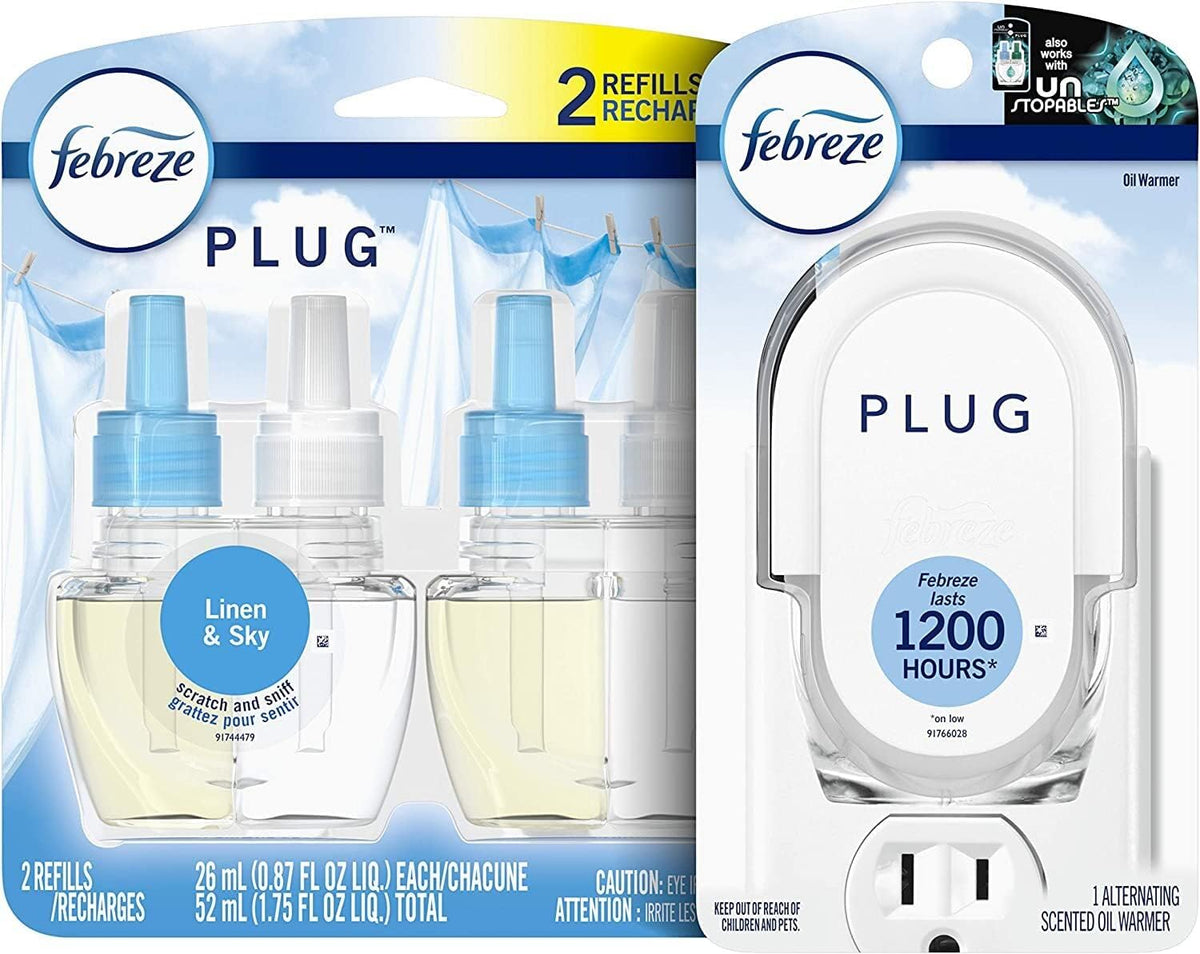 Febreze PLUG, Linen & Sky, Starter Kit & (2) .87 fl. oz. Refills