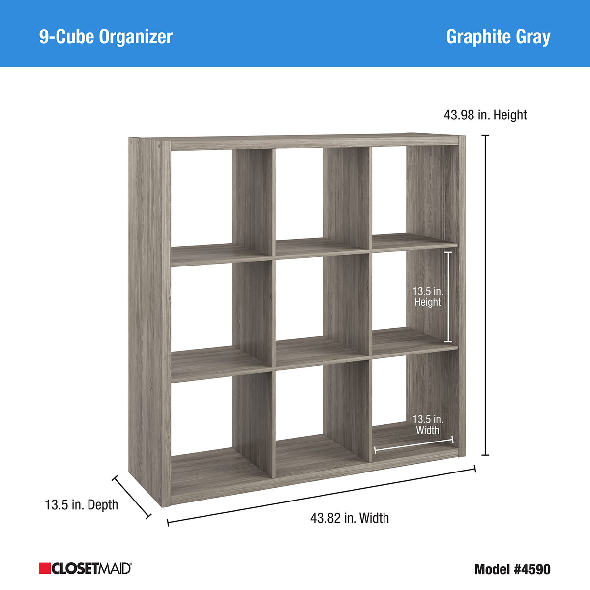 ClosetMaid 9 Cube Open Back Storage, Graphite Gray