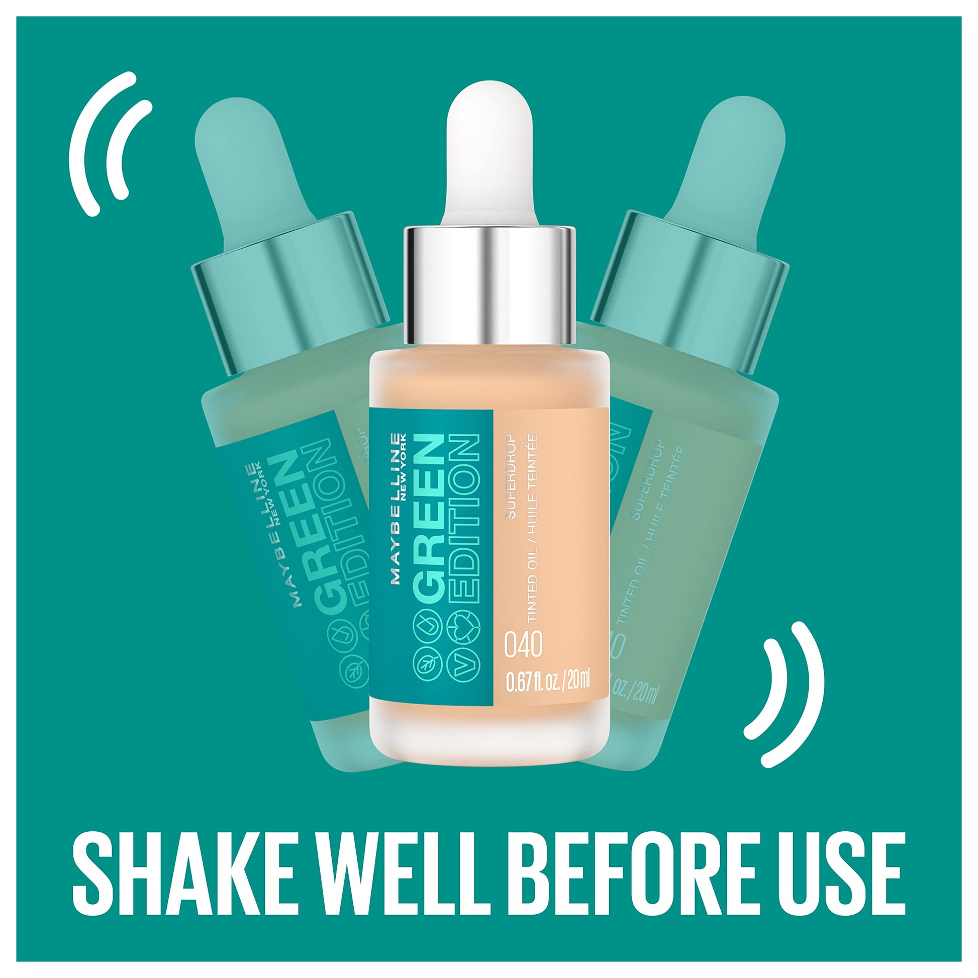 Maybelline Green Edition Superdrop Tinted Oil Base Makeup, Adjustable Natural Coverage Foundation Formulated With Jojoba & Marula Oil, 80, 1 Count