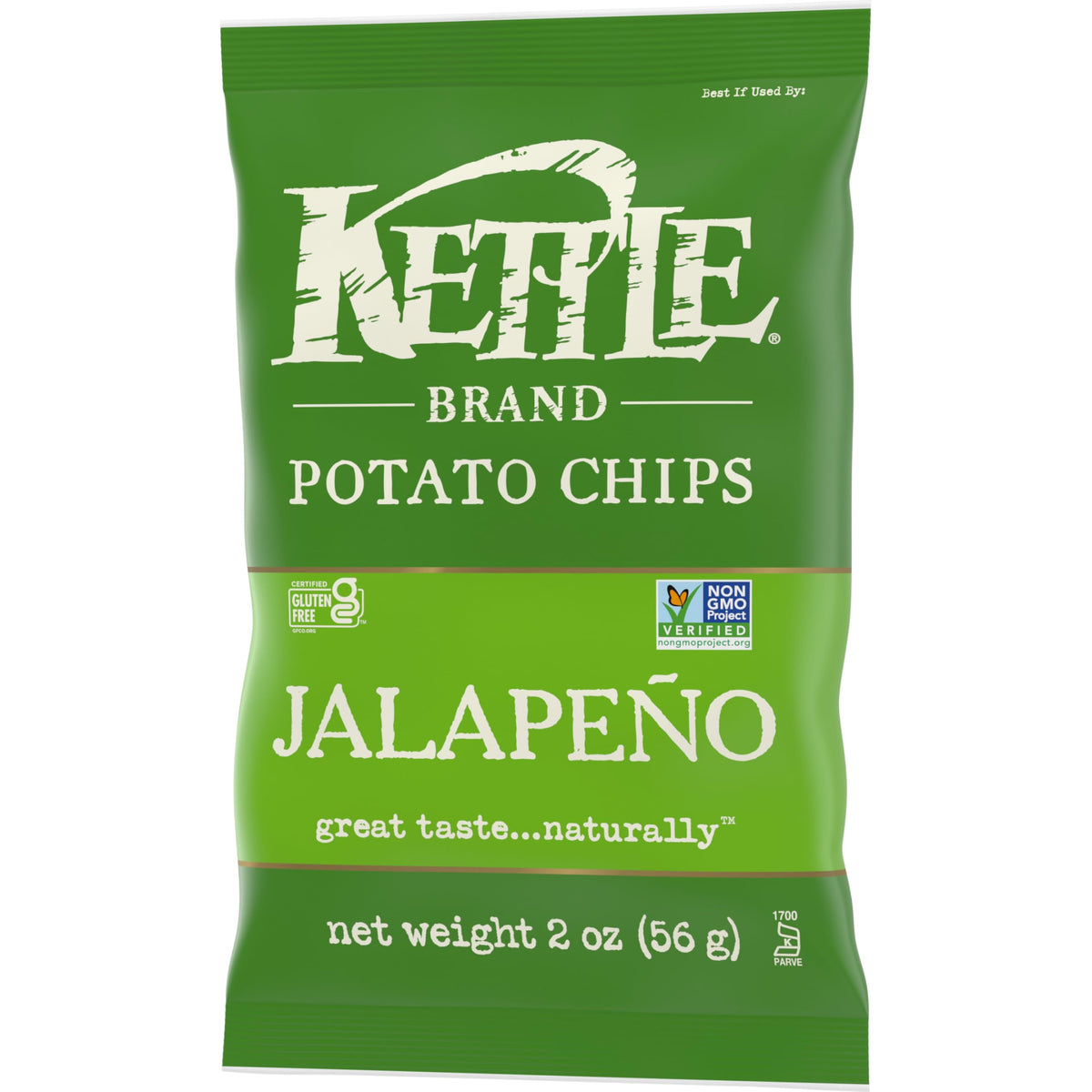 Kettle Brand Potato Chips, Jalapeno Kettle Chips, Snack Bag, 2 Oz (Pack of 6)