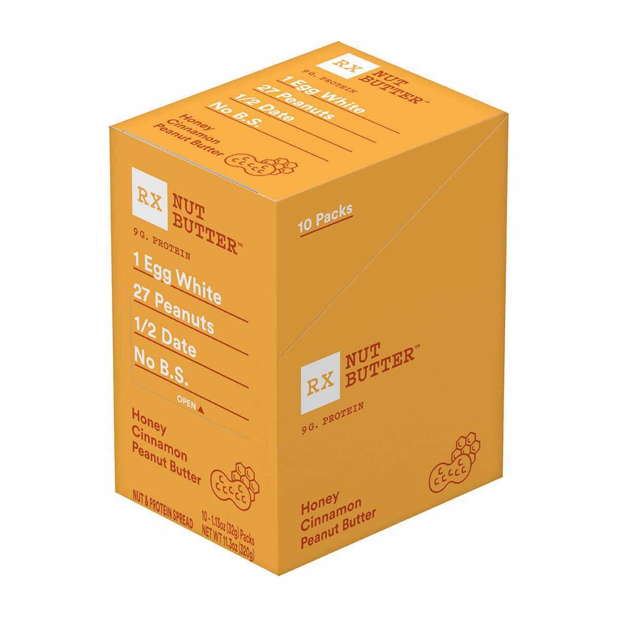 RX Nut Butter Peanut Butter, Protein Snack, Lunch Snacks, Honey Cinnamon, 11.3oz Box (10 Packs)