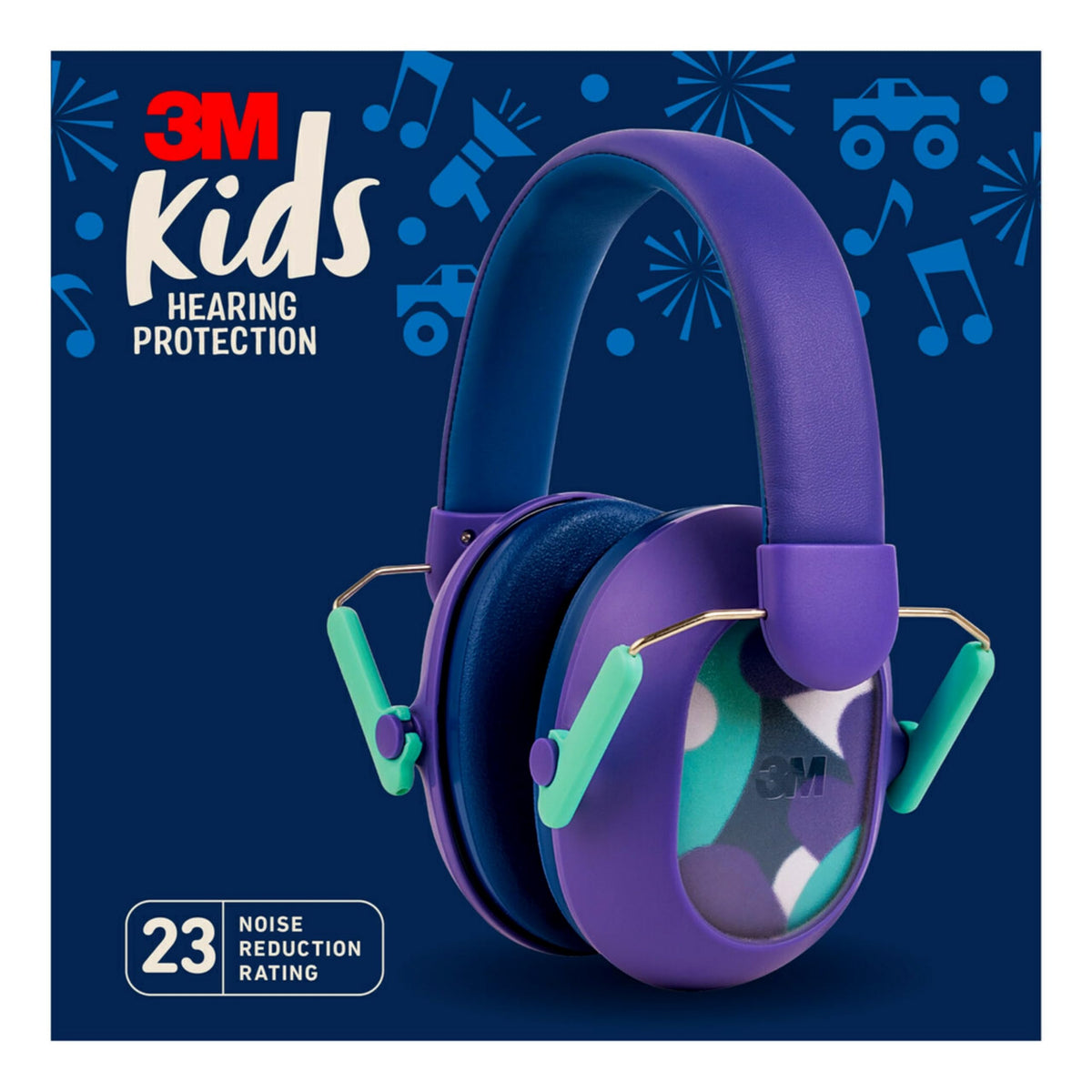 3M Kids' Hearing Protection, Purple, 23dB NRR