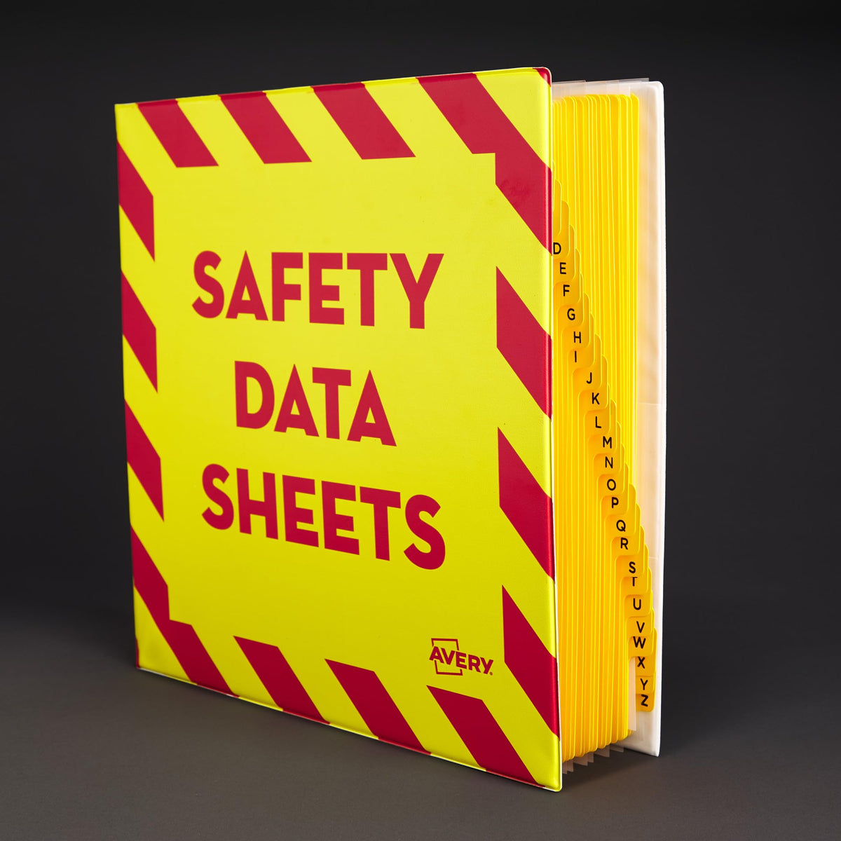 Avery Heavy-Duty Industrial SDS Binder, 2 One-Touch EZD Rings, 540-Sheet Capacity, Yellow/Red Border (18951)