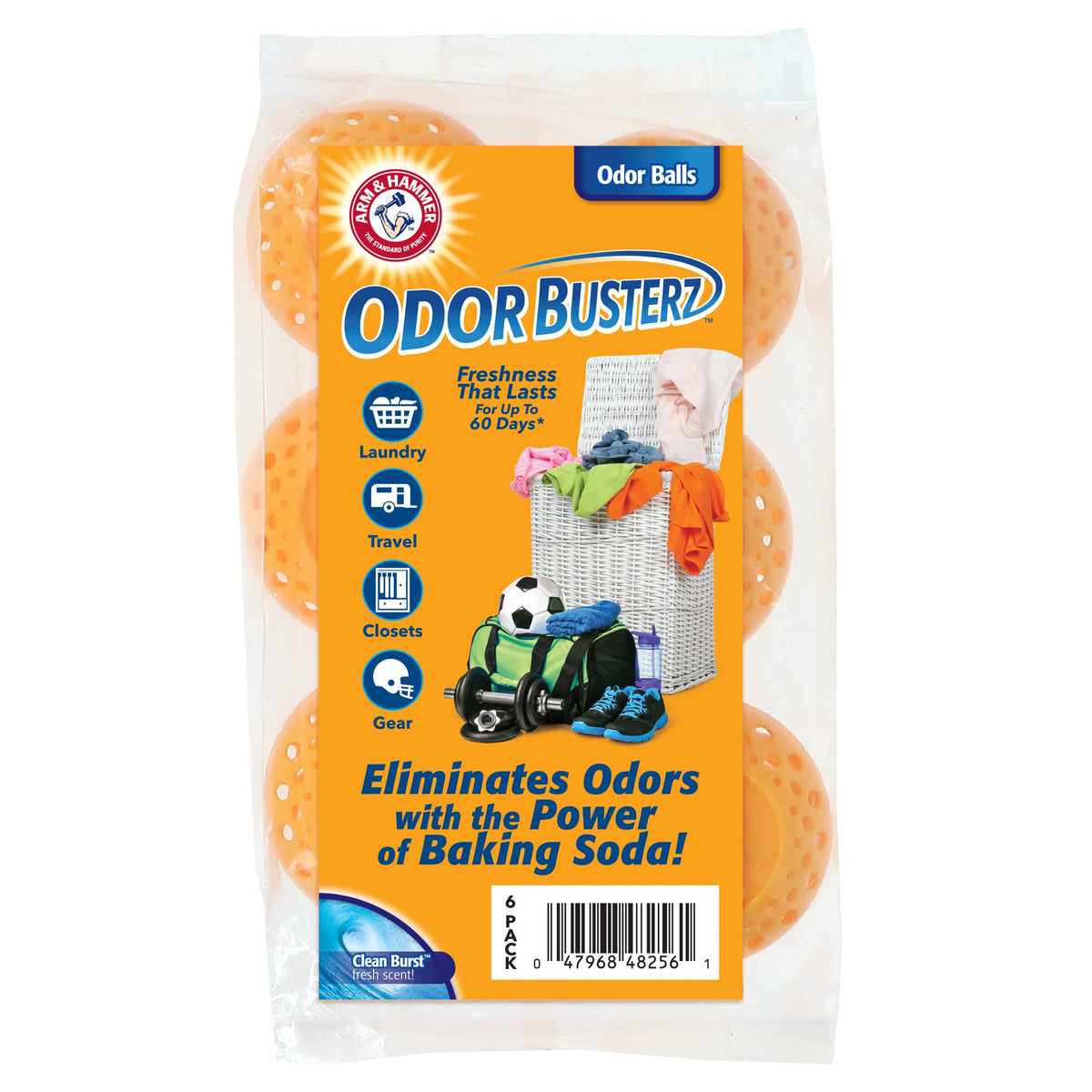 Arm & Hammer Odor Busterz Balls for Long Lasting Freshness, 6 Pack - Deodorizer, Carpet Fresh, Odor Remover, Pet Fresh