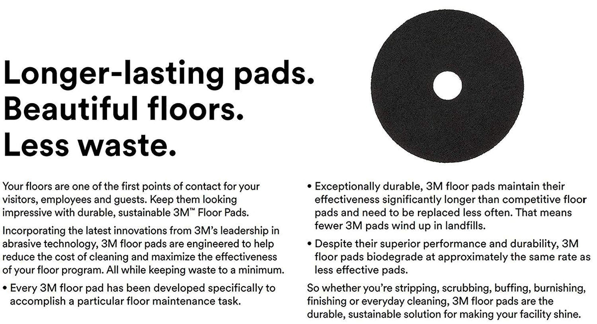 3M Black Stripper Pad 7200, 20 in, 5/Case