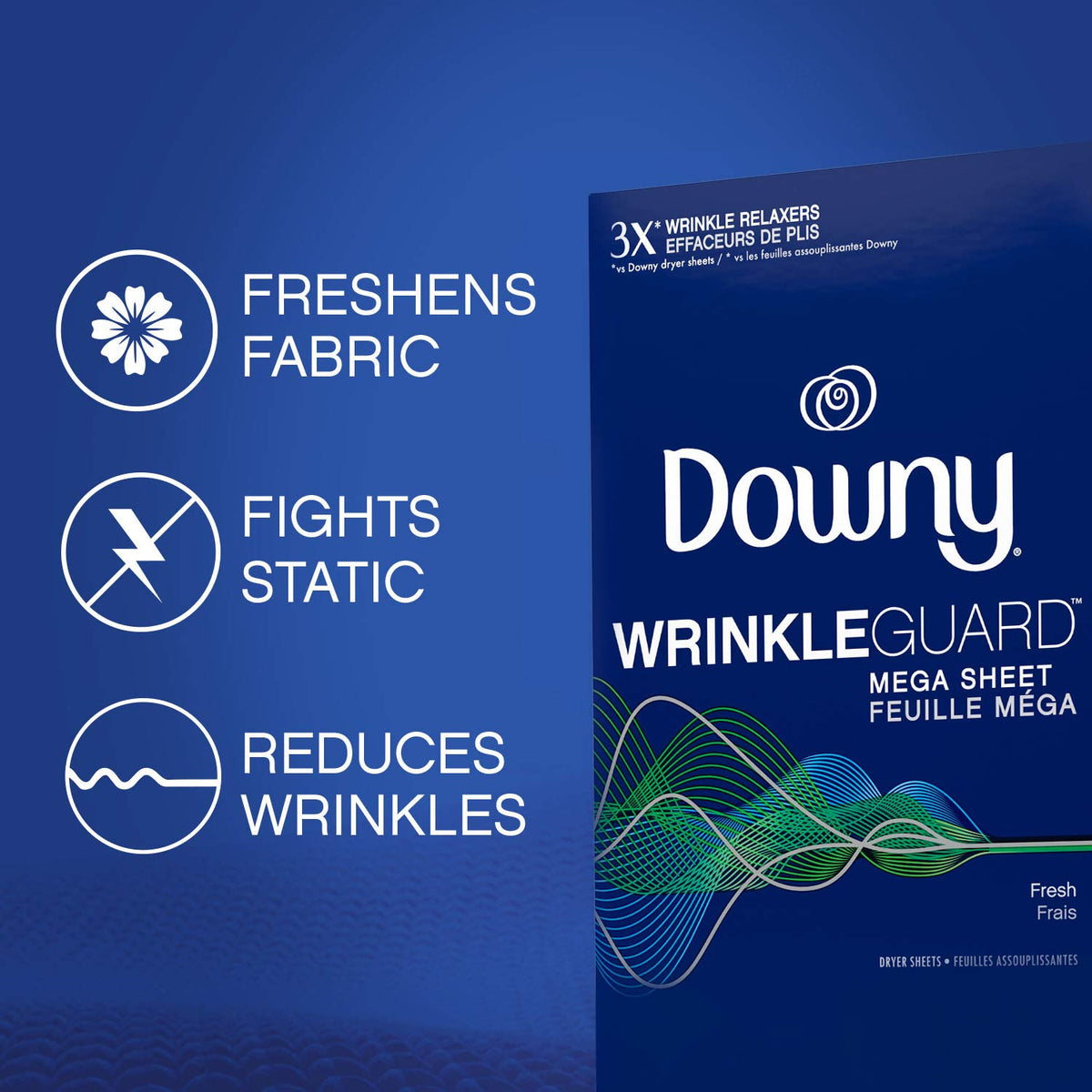 Downy Wrinkleguard Dryer Sheets, Fresh, 60Count