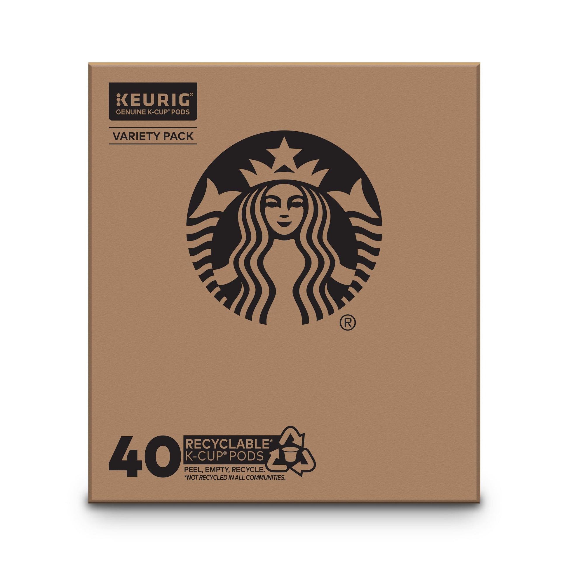 Starbucks K-Cup Coffee Pods, Light, Medium, Dark Roast & Flavored Variety Pack for Keurig Brewers, 1 box (40 pods total)