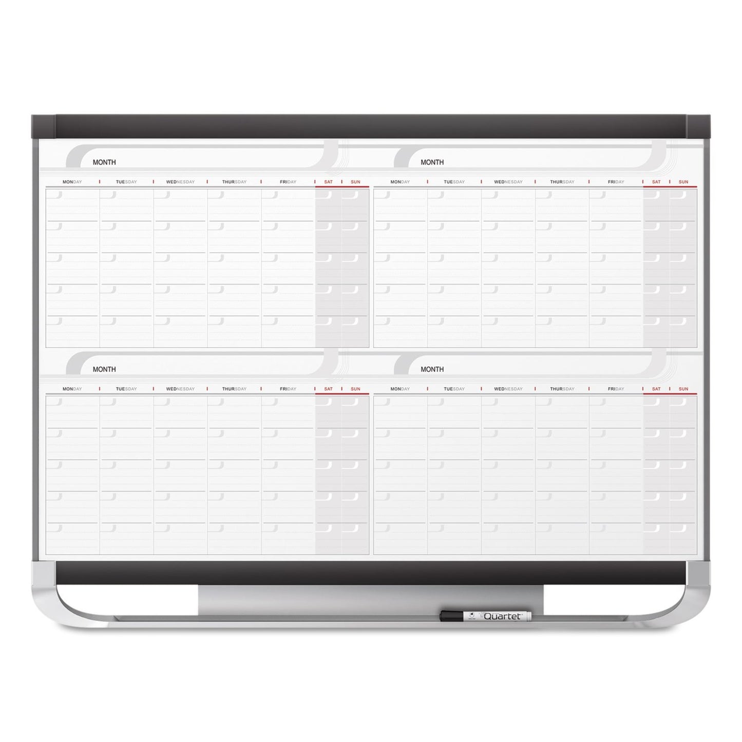 Quartet 4MCP23P2 Prestige 2 Total Erase Four-Month Calendar, 36 x 24, Graphite Color Frame