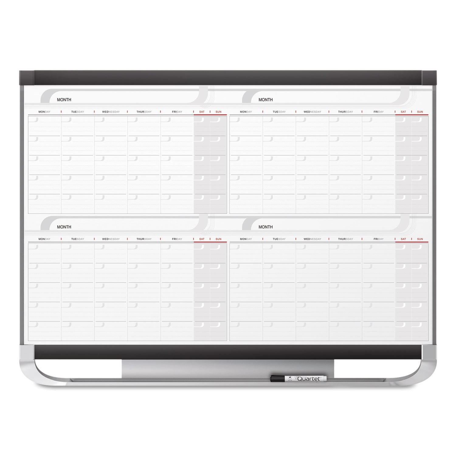 Quartet 4MCP23P2 Prestige 2 Total Erase Four-Month Calendar, 36 x 24, Graphite Color Frame