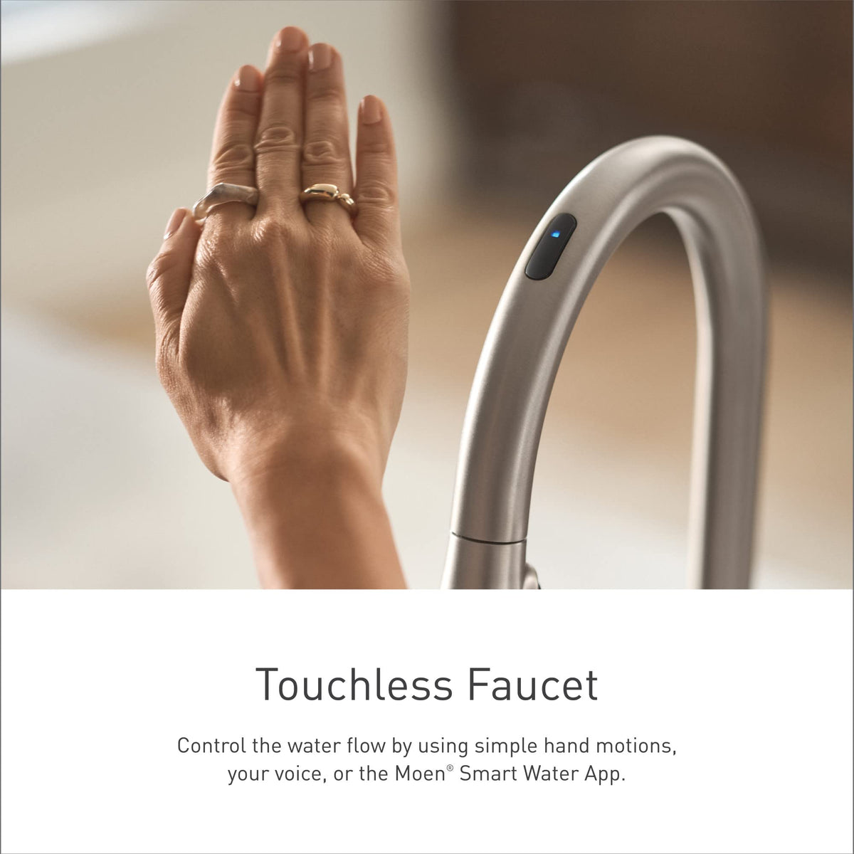 Moen Sleek Matte Black Smart Faucet Touchless Pull Down Sprayer Kitchen Faucet with Voice Control and Power Boost, 7864EVBL