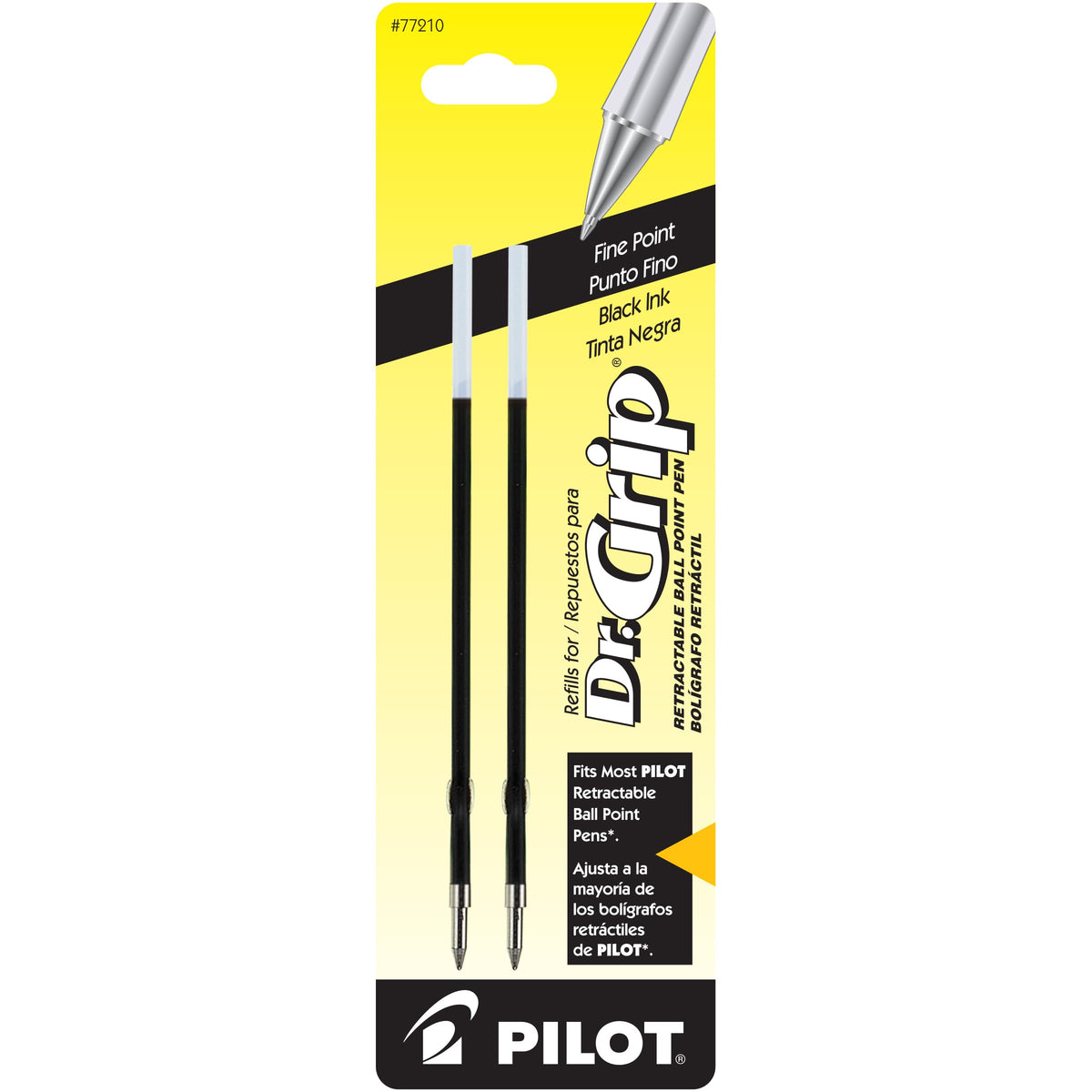 Pilot Dr. Grip Ballpoint Ink Refill, 2-Refills for Retractable Pens, Fine Point, 6-Pack, Black Ink (77210)