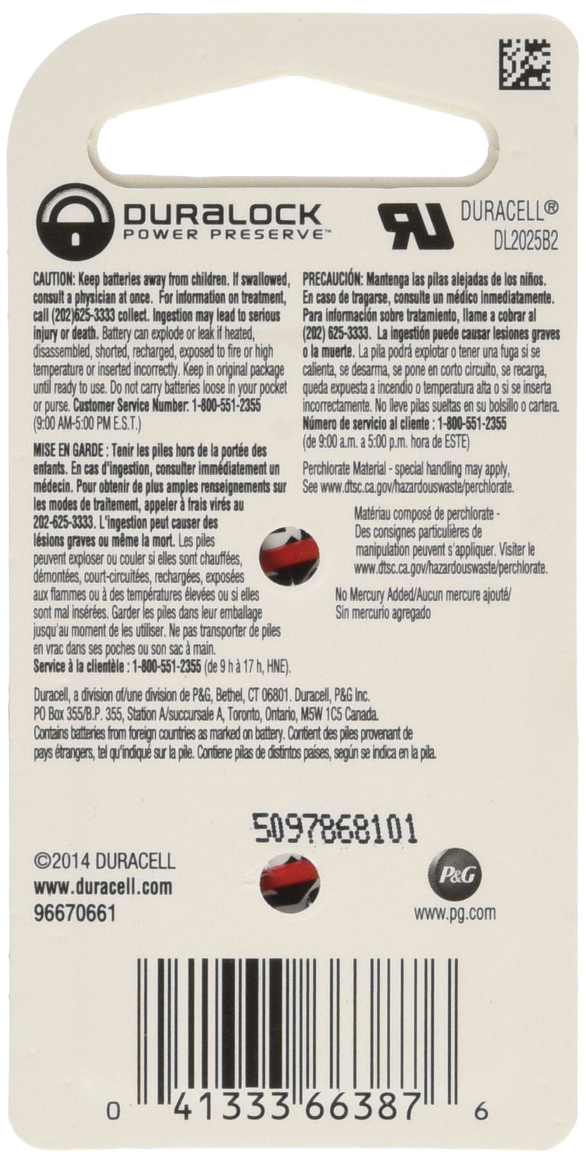 Duracell 2025 Coin Button Batteries, 2 Count (Pack of 6)