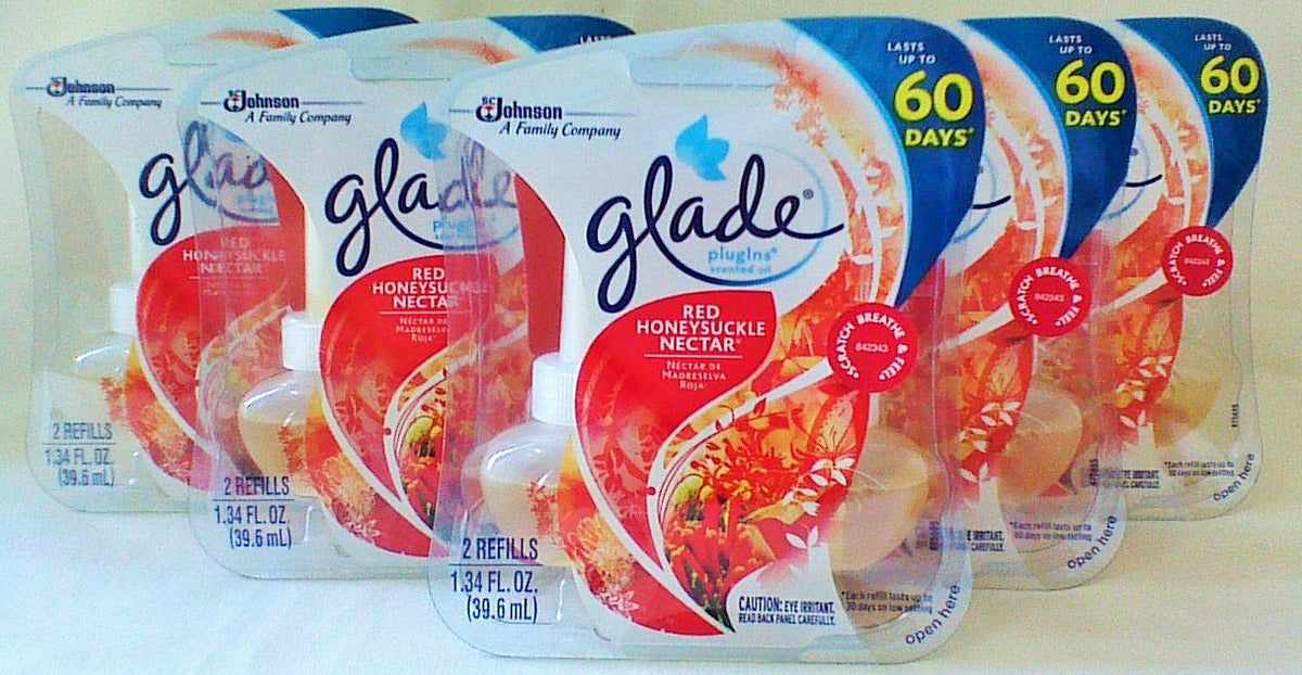 10 Glade Plugins Scented Oil Refill RED HONEYSUCKLE NECTAR NEW In Package HONEY