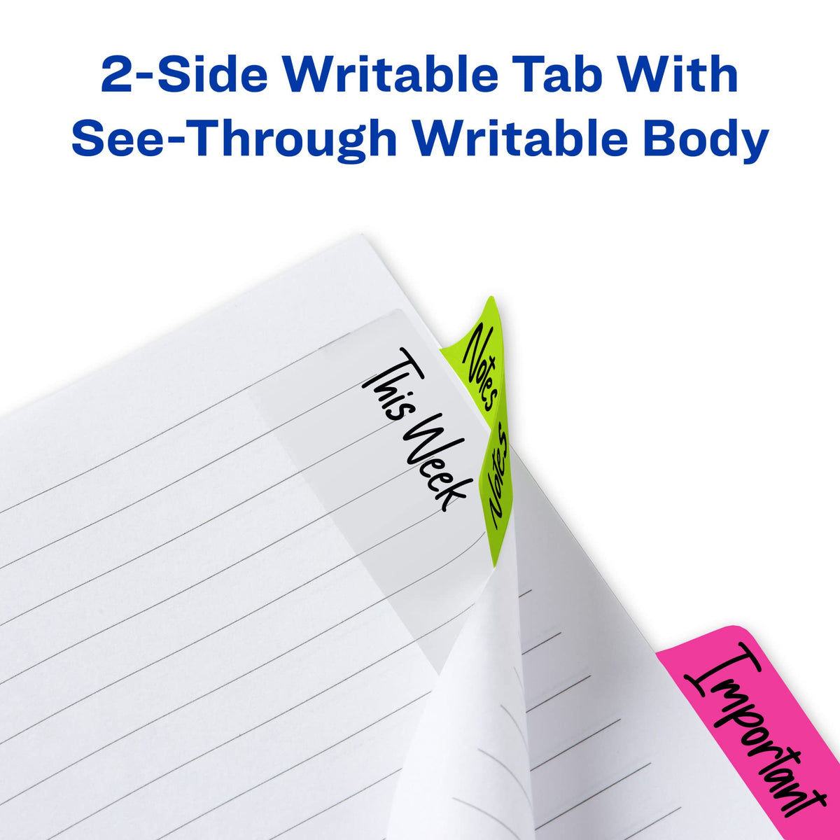 Avery Multiuse Ultra Tabs, 2" x 1.5", 2-Side Writable, Neon Pink/Green/Orange, 24 Repositionable Tabs (74753)
