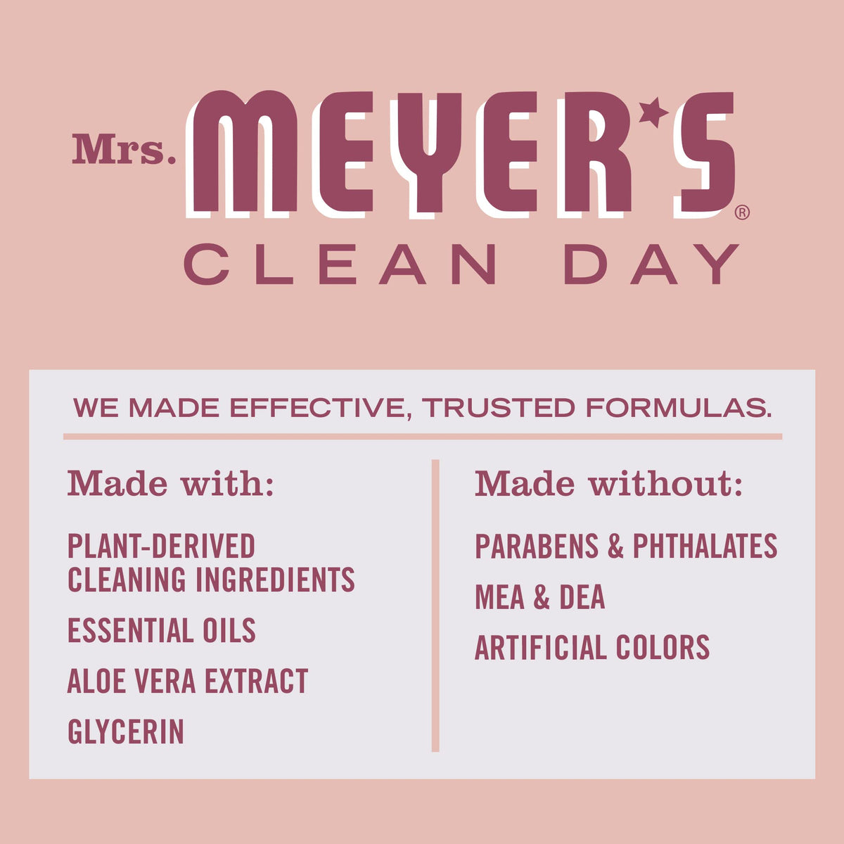 MRS. MEYER'S CLEAN DAY Liquid Dish Soap, Rose Scent, 16 Ounce Bottle