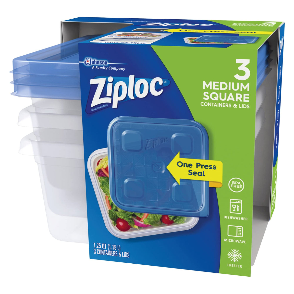 Ziploc® Plastic Food Storage Container Set, Clear, Pack of 3