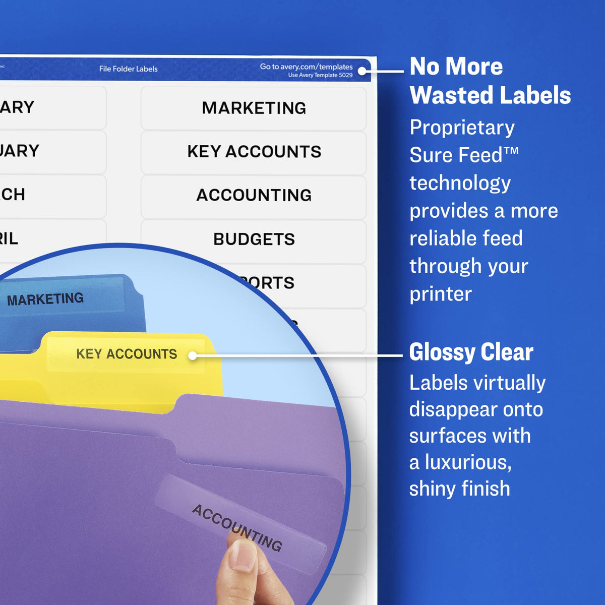 Avery Clear Self-Adhesive Filing Labels, 2/3" x 3-7/16", 450 Printable Labels, Glossy Clear (5029)