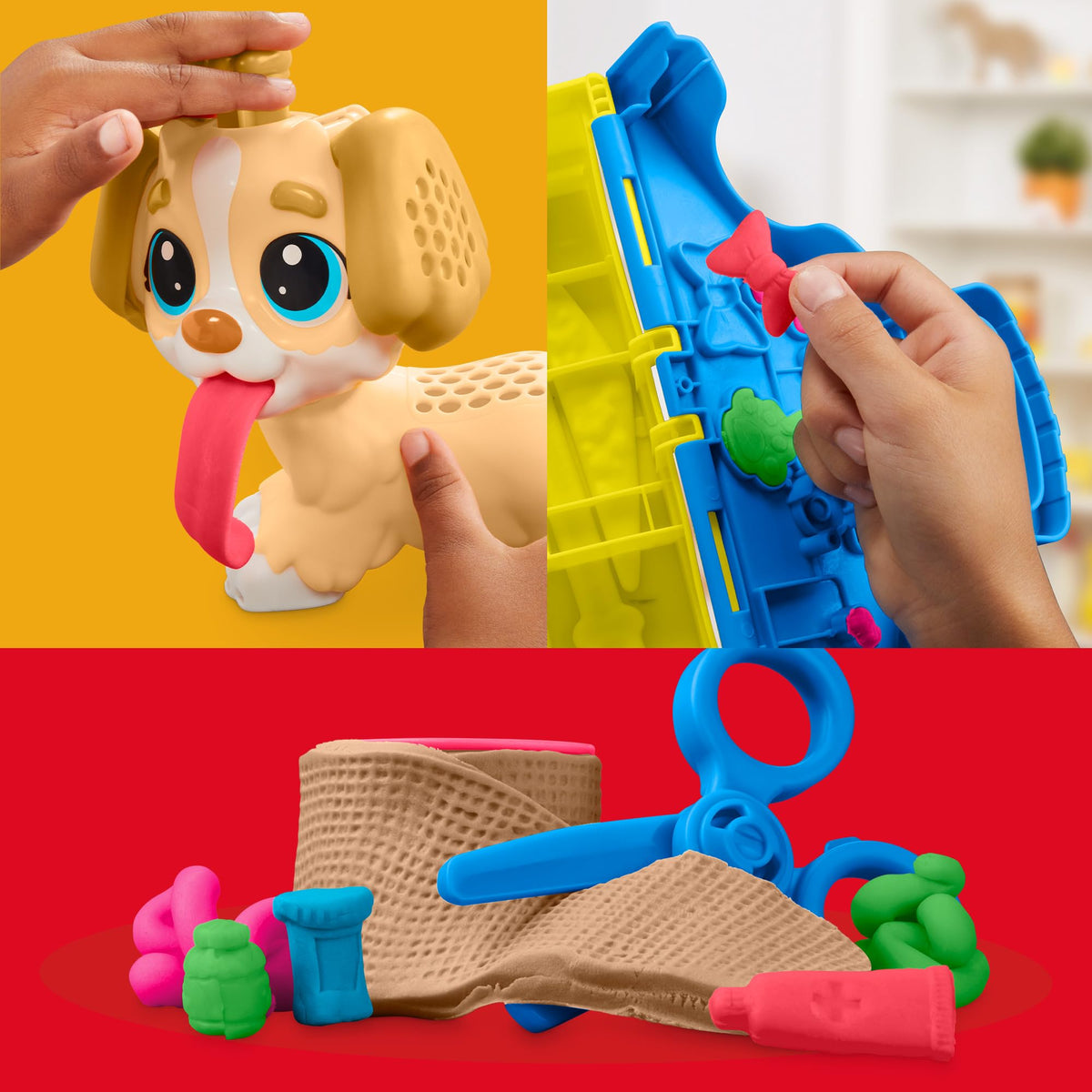 Play-Doh Care 'n Carry Vet Playset for Kids 3 Years and Up with Toy Dog, Storage, 10 Tools, and 5 Modeling Compound Colors, Non-Toxic