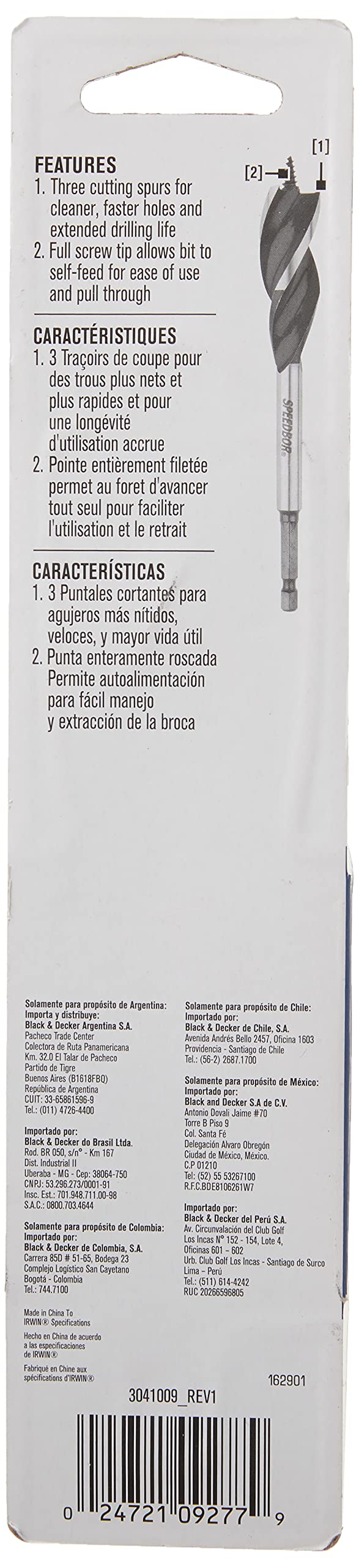 IRWIN SPEEDBOR Tri Flute Wood Drill Bit 1-1/4" X 6"(3041009)